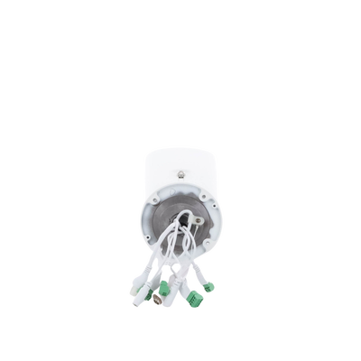 Bala IP Dual / Térmica 6.9 mm (256 x 192) / Óptico 6.4 mm (4 Megapixel) / 30 mts IR / Exterior IP67 / PoE / Termométrica / Detección de Temperatura / Sirena y Luz Intermitente Integrada / Micro SD