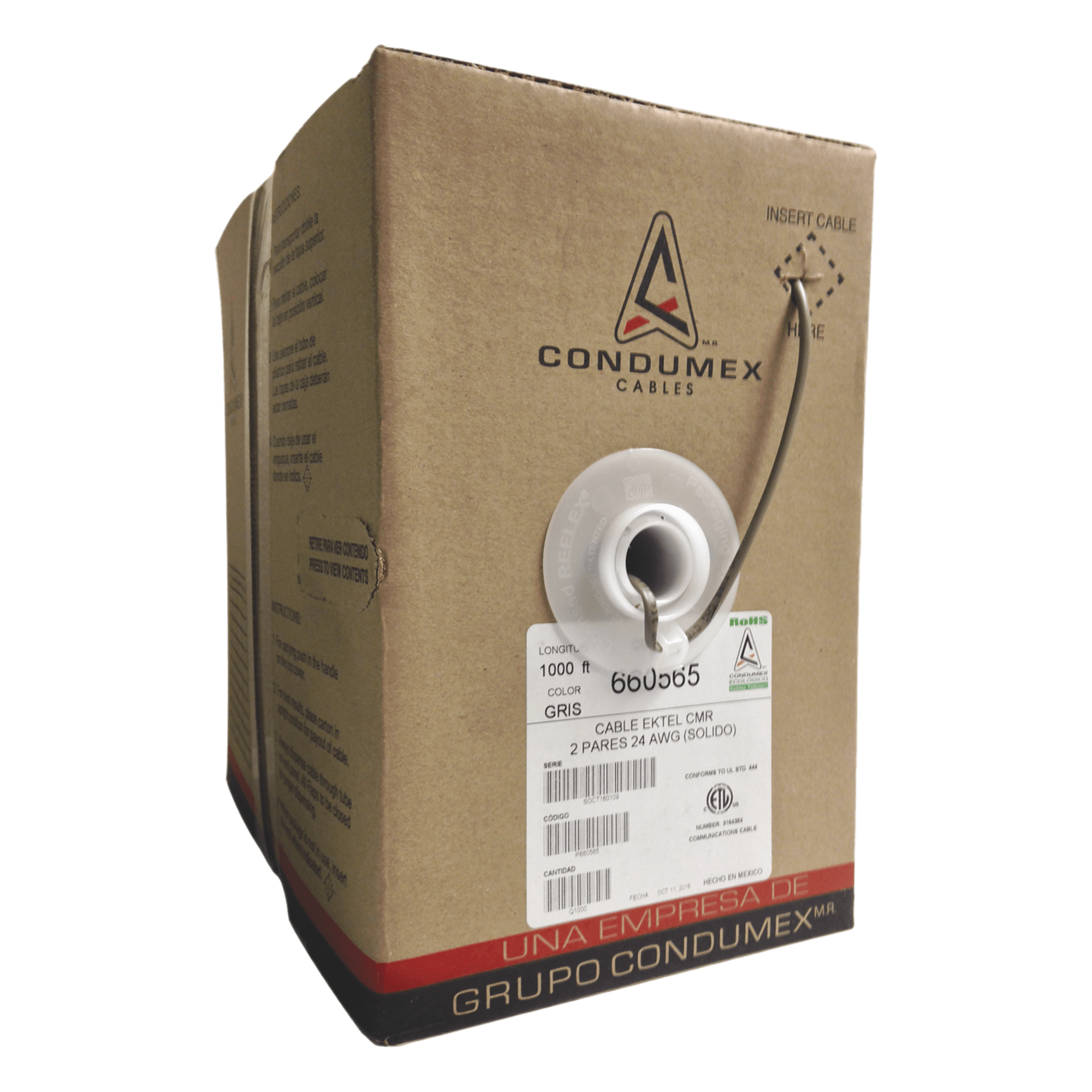 Caja de 305 Metros (1000 Pies) / 4 X 24 AWG / Cable Telefónico EK-TEL-CMR / Uso Interior — CONDUMEX · SKU 660565