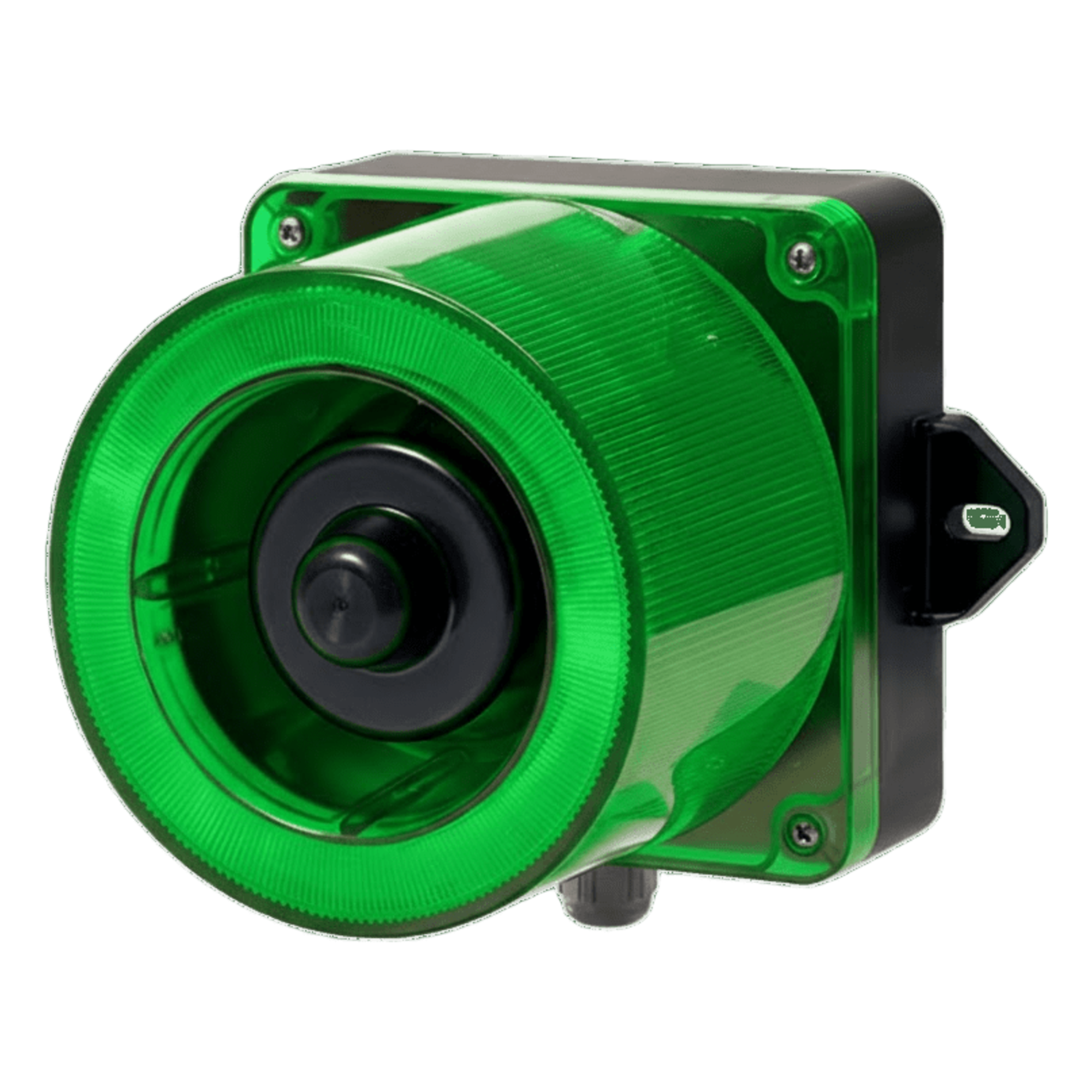 Combinacion de baliza LED color Verde y sirena electrónica de 31 tonos resistente a la intemperie de volumen máx. 123 dB a 12-24 VCD — QLIGHT · SKU QWCD50-012024-G-LC