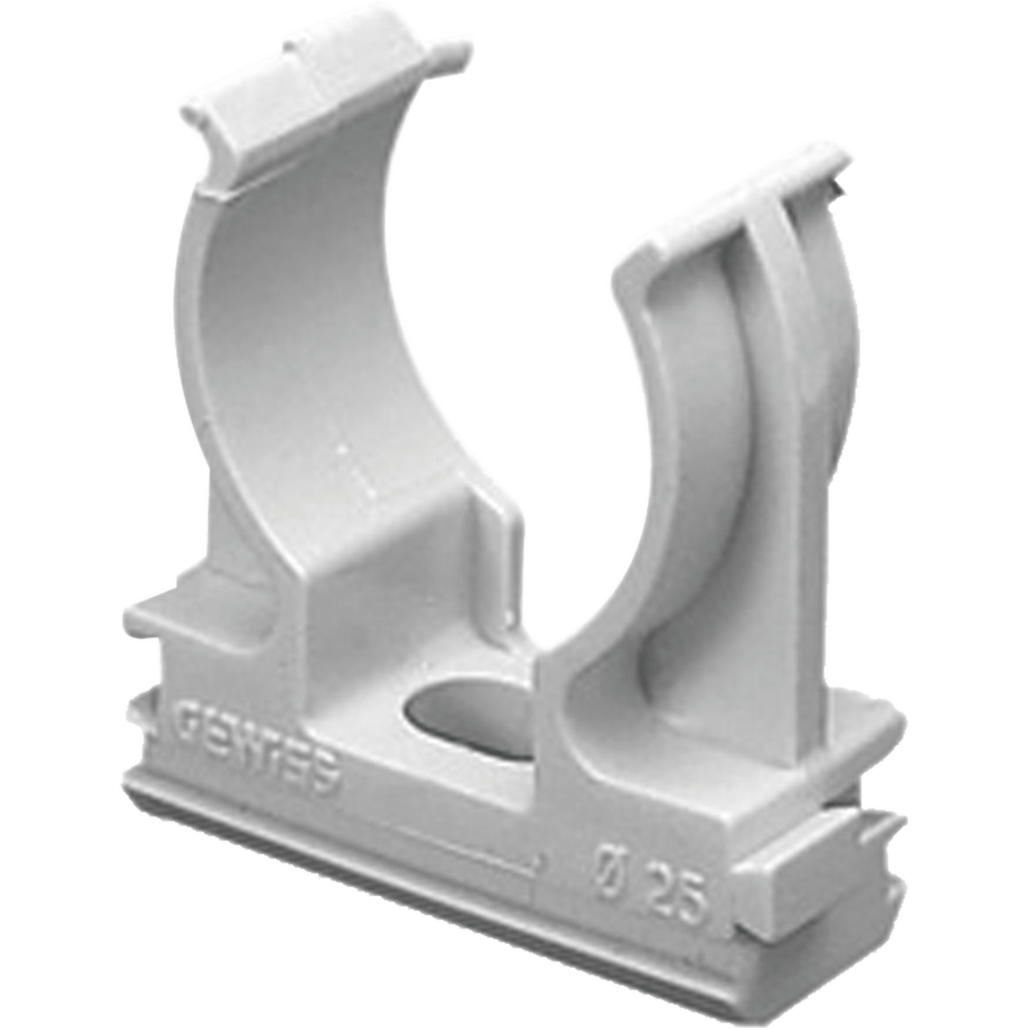 Soporte de presión (Abrazadera), PVC Auto-extinguible, abierto para tubería de 50 mm