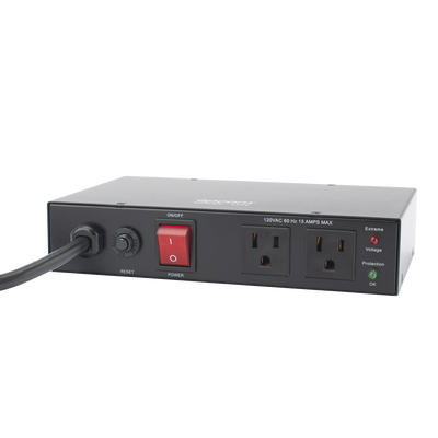 Supresores de Picos — Acondicionador de Voltaje / Entrada 120 Vca / 2 salidas @ 120 Vca NEMA 5-15R / 1,800 W / 15 A / Supresión de Picos / Filtro de Ruido EMI/RFI / Sin bracket