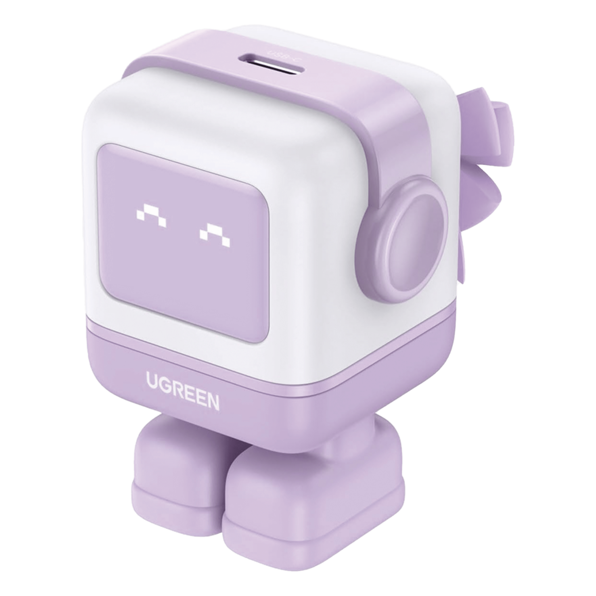 Cargador Mini GaNRobot 30W serie UNO | 1 USB-C de Carga Rápida | Tecnología GaN II | Multiprotocolo PD/QC/SCP/FCA | Carga Inteligente | Pantalla LED | Zapato Magnético Extraíble | Thermal Guard | Color Lila. — UGREEN · SKU 25036B