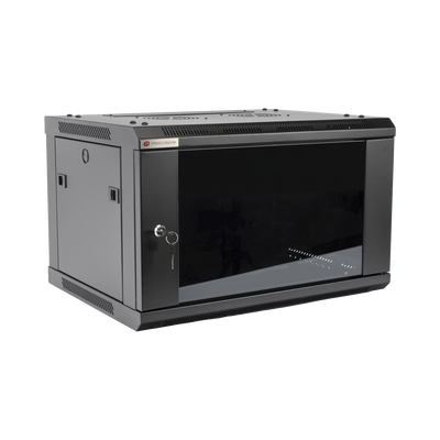 Gabinete PRECISION, Con Puerta de Cristal Templado, de 19in, 6UR, 450mm de Profundidad, Color Negro