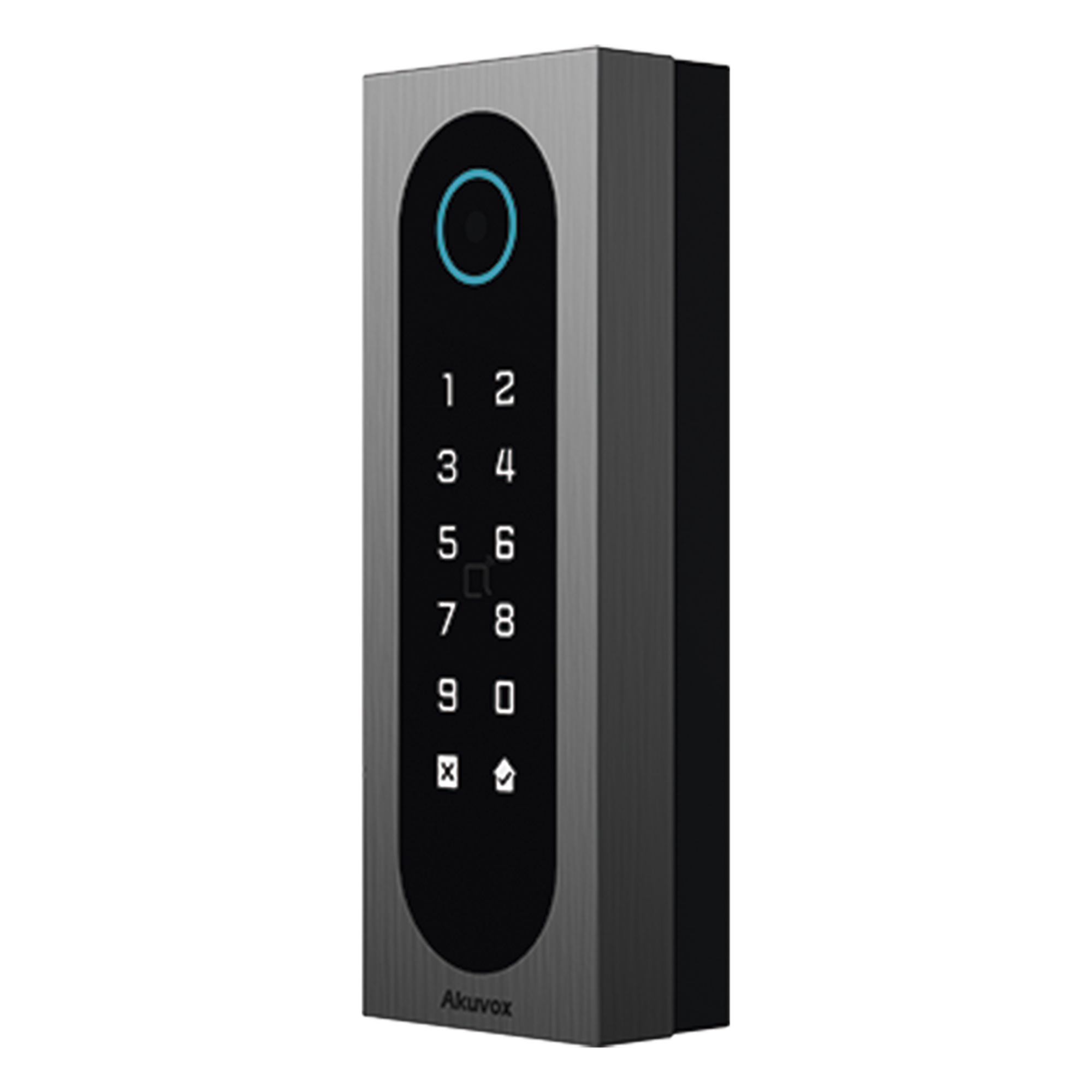 Control de Acceso Slim Akuvox A08S / Aluminio y Vidrio Templado / IP65 & IK09 / Capacidad para 20,000 Tarjetas / Métodos de Acceso Multi (QR, Bluetooth, PIN, RFID) / Soporta Wiegand / 1 Salida de Relay — AKUVOX · SKU A08S