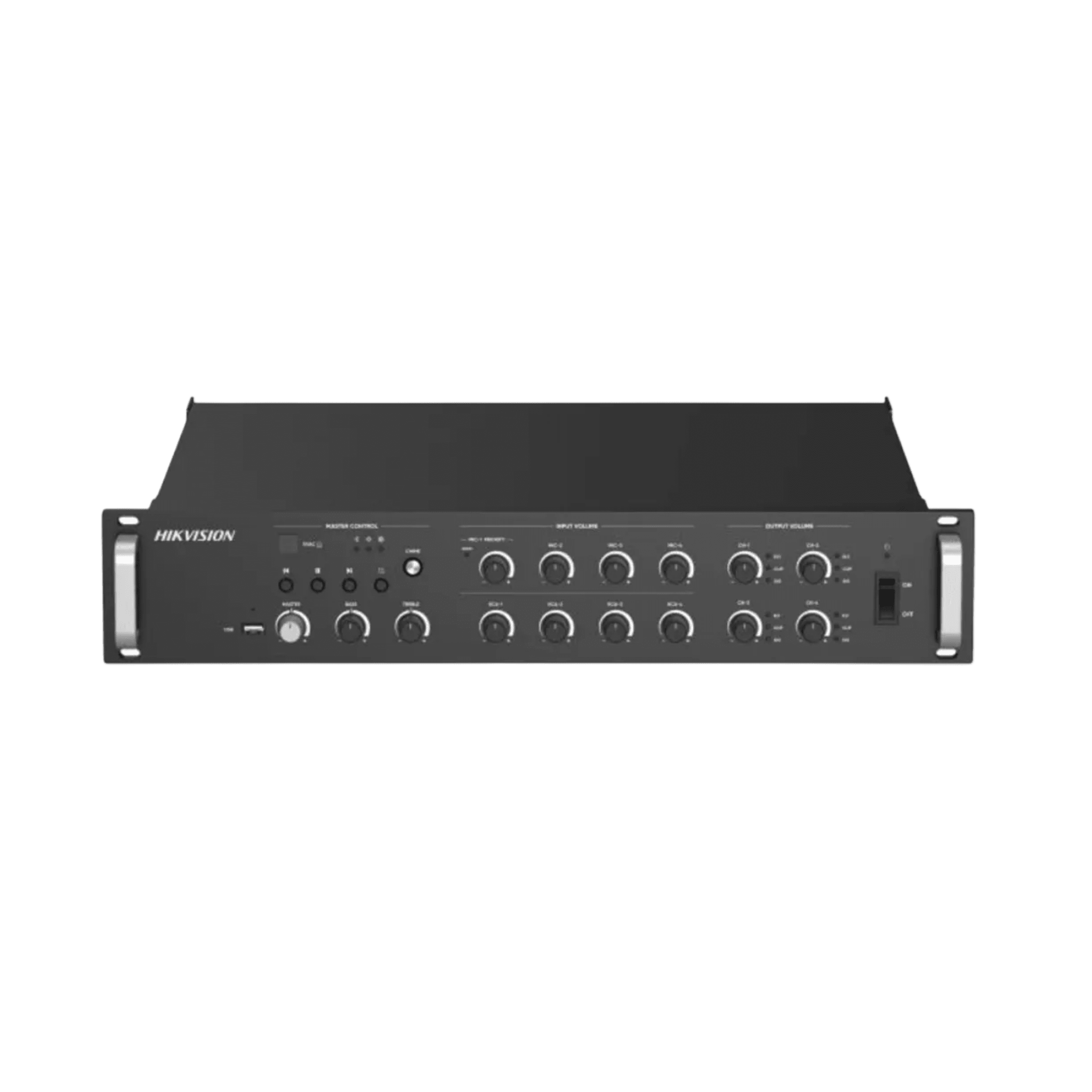 Amplificador de Red | 4 Zonas de 250W | 100V/70v | Calendarización de eventos | Biblioteca de Materiales de Audio | Entrada de Alarma | Hik-Connect /Hikcentral profesional 
