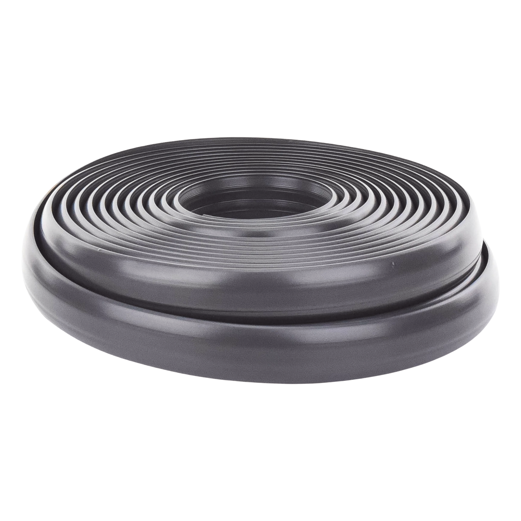 Canaleta flexible negra de PVC auto extinguible, para instalaciones eléctricas en piso ó zóclo (Rollo de 25mts.) (9300-05040)