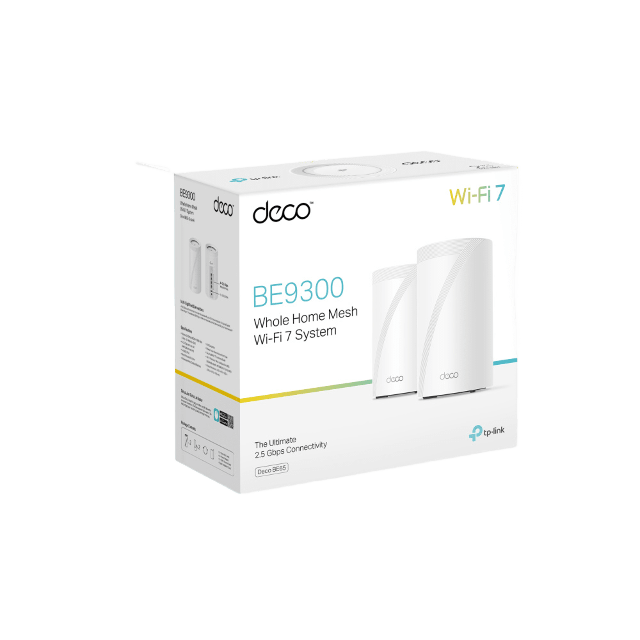 KIT 2 Routers Inalámbrico MESH Interior para Hogar / Triple Banda Wi-Fi 7 BE9300 Mbps / 2 Puerto 2.5 Gigabit WAN/LAN / 4 Antenas Internas / Operación Multi-Link MLO / Administración Mediante la App Deco (iOS, Android) / HomeShield