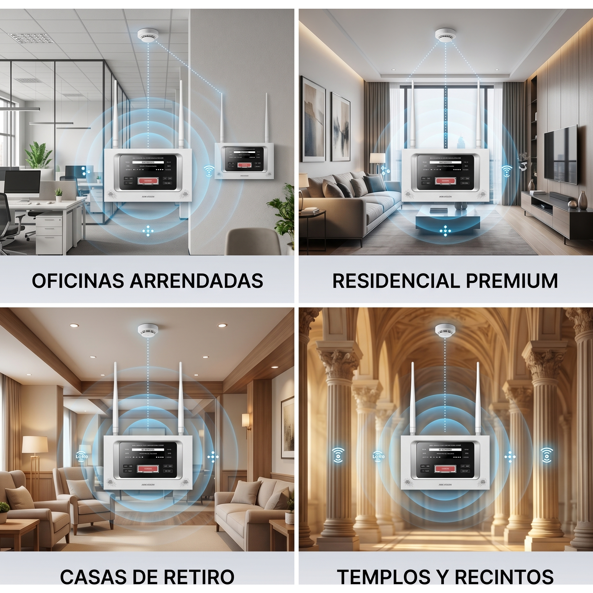 (HikFire) Panel Inalámbrico de Detección de Incendio (Gateway LoRa) / Pantalla LCD Táctil / Comunicación hasta 2 km / Gestión de 128 Dispositivos / Encriptación AES128 / Integración a HikCentral Professiona