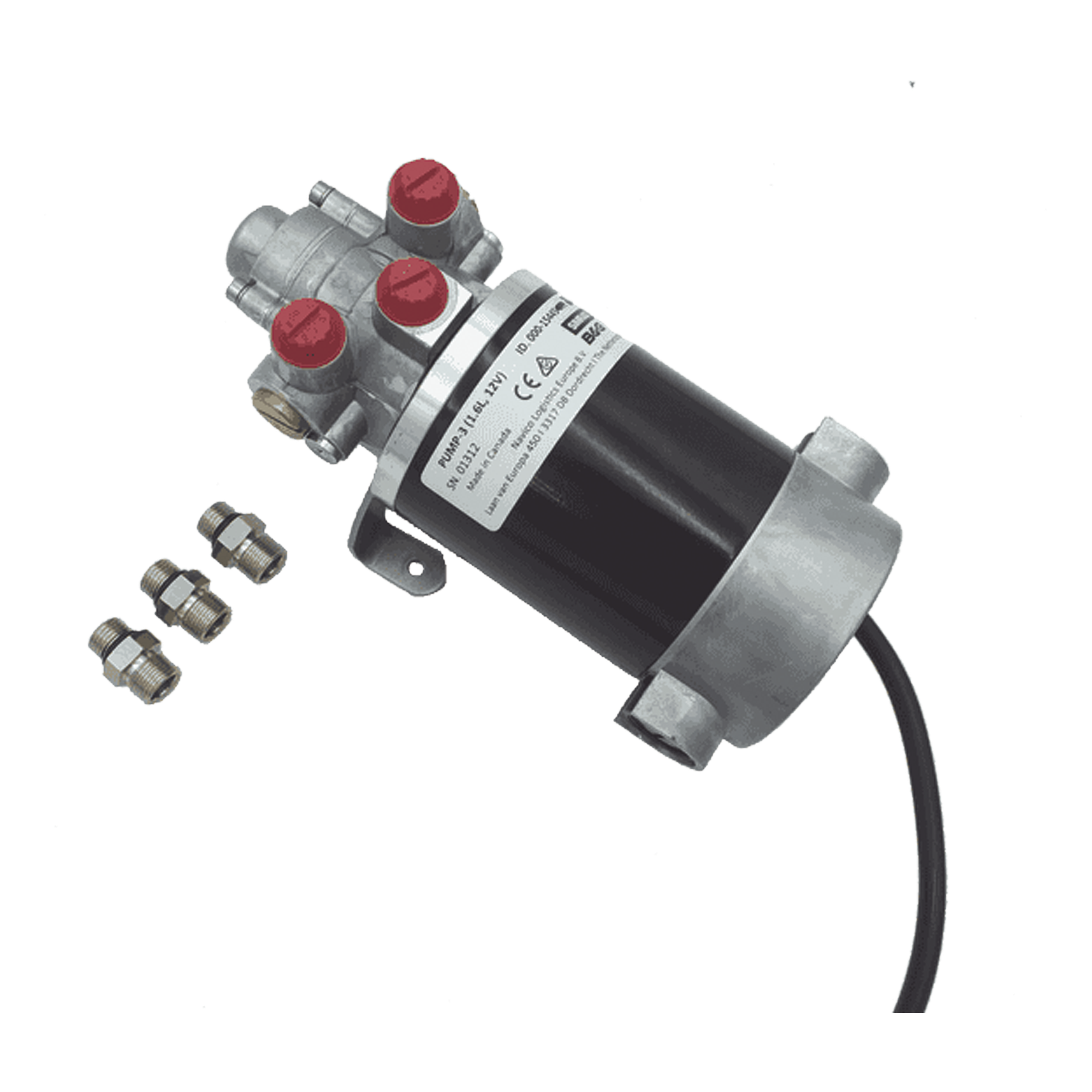 Bomba Hidráulica Reversible PUMP-3 / 12V DC / Flujo 1.6L (98 cu.in) por Minuto / Cilindro 160-550 cc (9.8 - 33.5 cu.in) / Conexiones ORB / Incluye 3 Adaptadores ORB-5 a 9/16 UNF / Compatible con SteadySteer — SIMRAD · SKU 000-15445-002