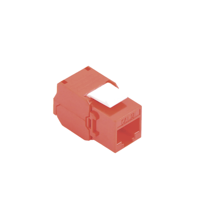 Módulo Jack Keystone Cat6 (Toolless), con Terminación en Ángulo 180 - Color Rojo, Compatible con Faceplate y Patchpanel Linkedpro