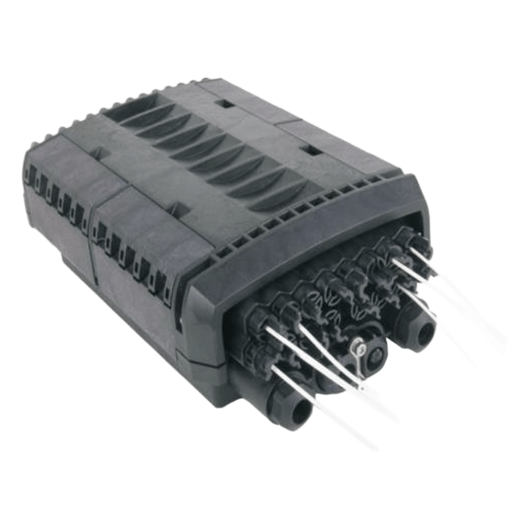 Caja de Distribución de Fibra Óptica para 24 Empalmes con 16 Acopladores SC/APC. Enterrado Directo, IP68, Splitter 1x8 Incluido con Conectores SC/APC
