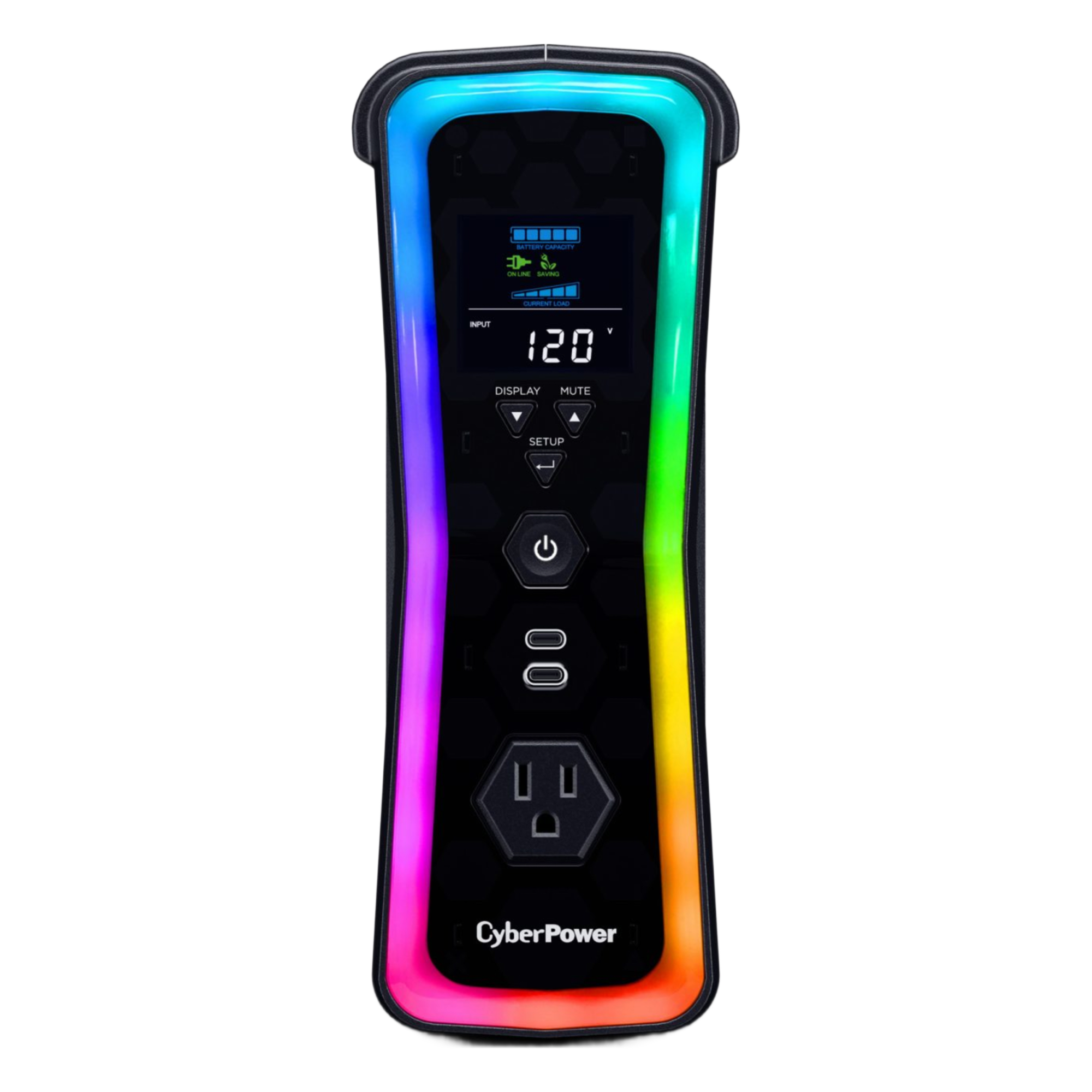 UPS Línea Interactiva / 1500 VA / 1000 W / Onda Senoidal Pura / 13 Salidas NEMA 5-15R / AVR 86-148 Vca / USB / RGB — CYBERPOWER · SKU GX150C2