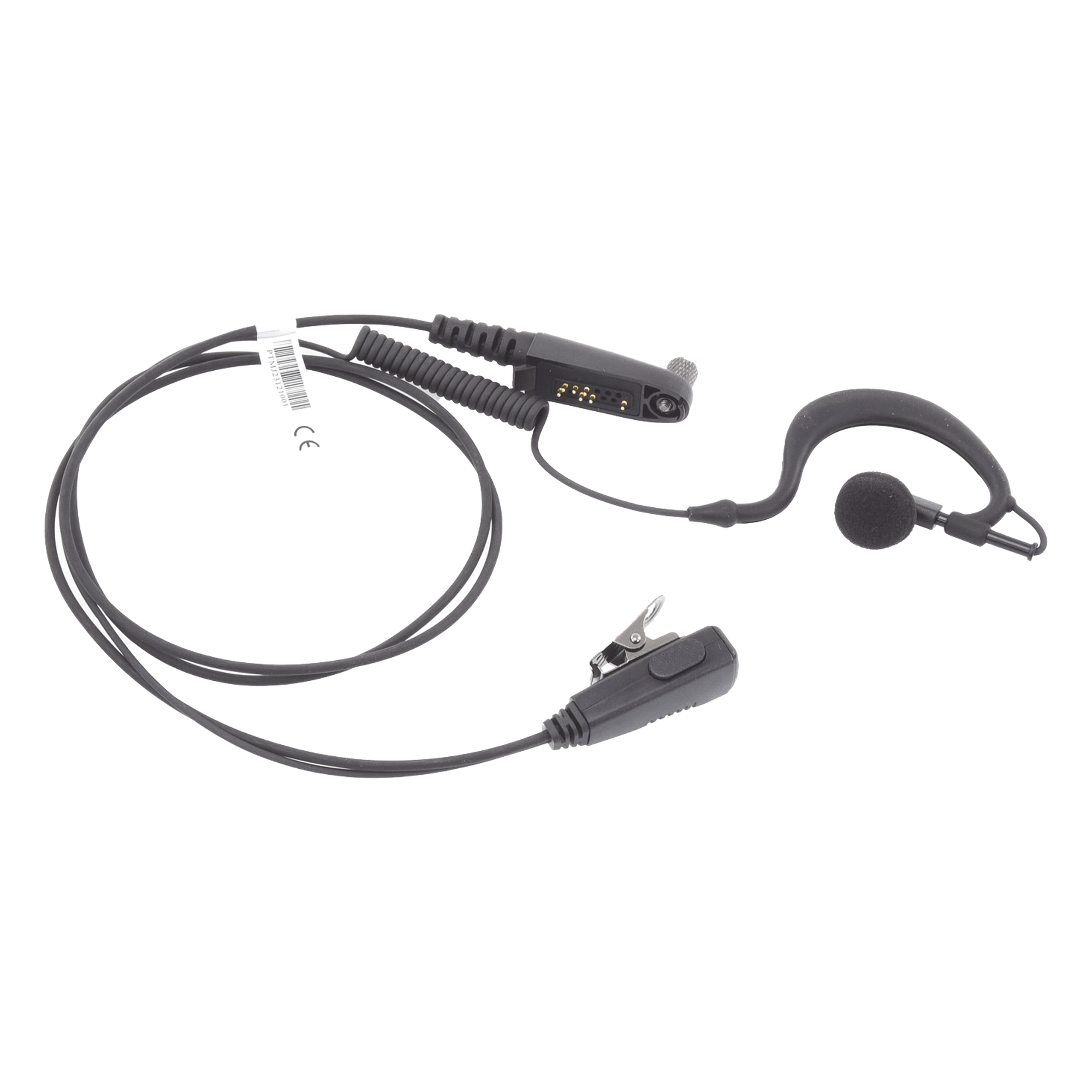 Micrófono-Audífono Profesional / Gancho Ajustable en Forma de G / Cable con Resorte / PTT de Solapa / Compatible con Radios Hytera y Telox