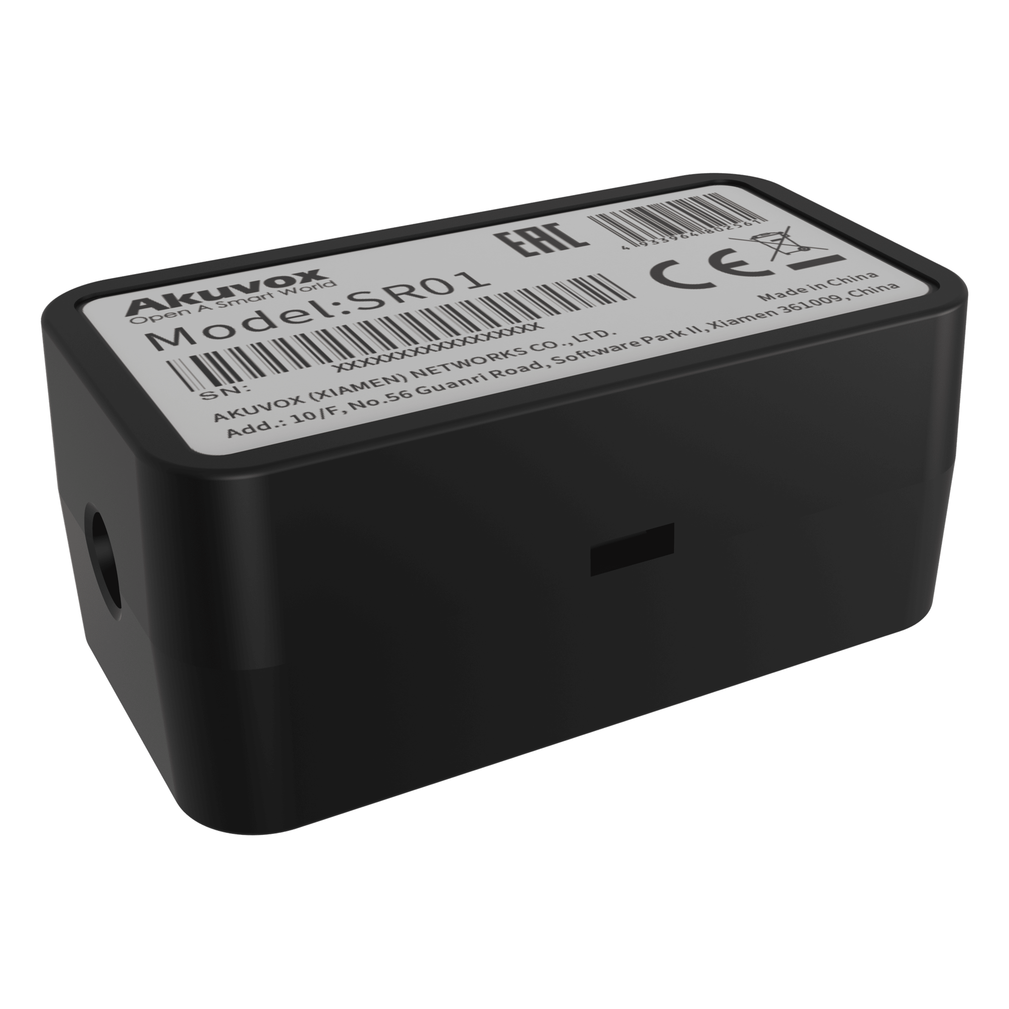 Relevador RS-485 Para Control de Puerta / Protección Contra Vandalismo / Compatible Con Frente de Calle AKUVOX / Agrega Una Puerta al Frente de Calle / Comunicación Encriptada / Compacto / Instalación en Cajas Estándar · SKU SR01