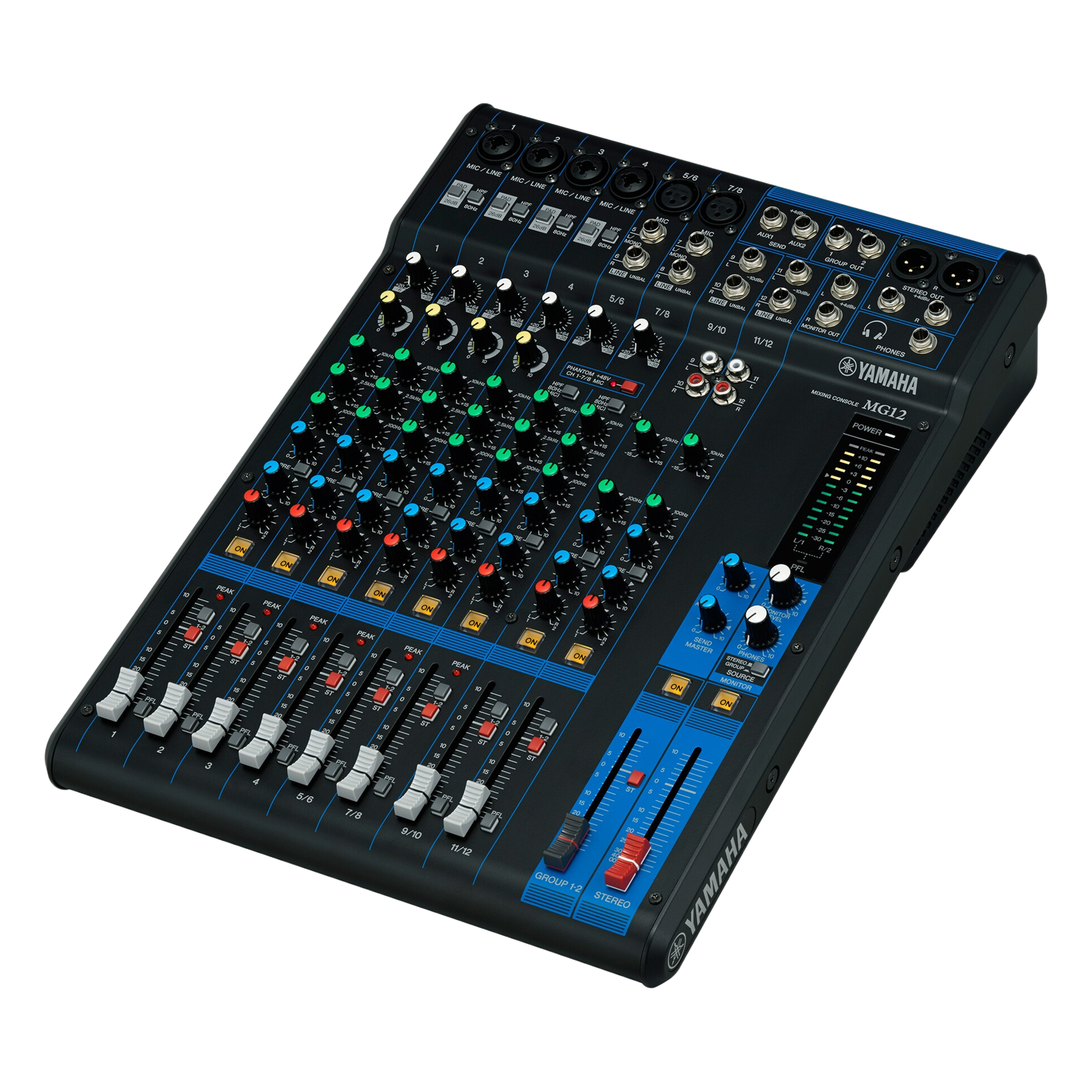 Mezcladora de Audio | 12 Canales | 6 Entradas de Micrófono/línea | 2 Entradas Estéreo | Alimentación Phantom — YAMAHA · SKU MG12