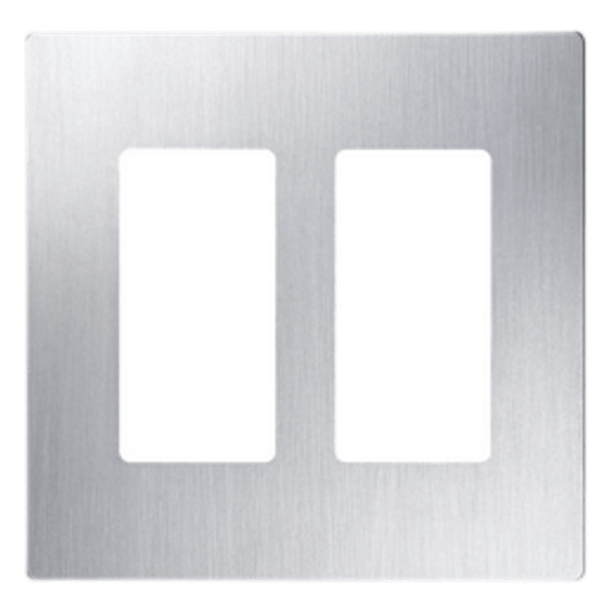 Placa de pared sin tornillos de 2 espacios para atenuadores e interruptores con apertura tipo designer, acabado acero inoxidable, línea Claro — LUTRON ELECTRONICS · SKU CW2SS