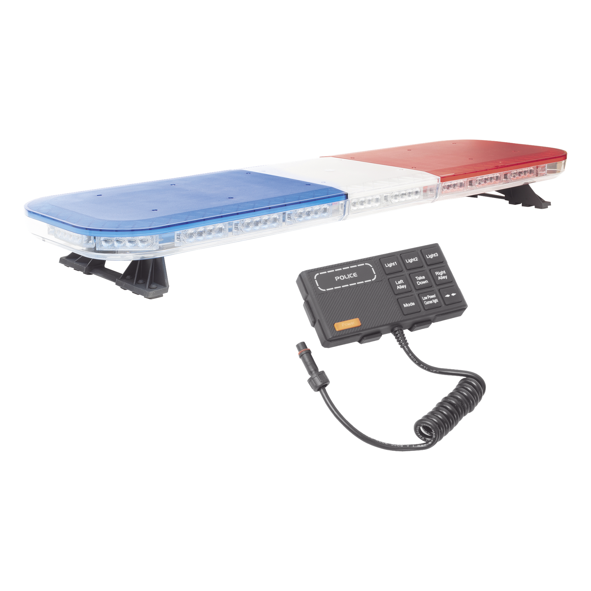 Barra de luces de 47" rojo/azul, 88 LED, con control de tráfico en color rojo/azul, ideal para equipar unidades de seguridad pública — EPCOM INDUSTRIAL SIGNALING · SKU X67RB