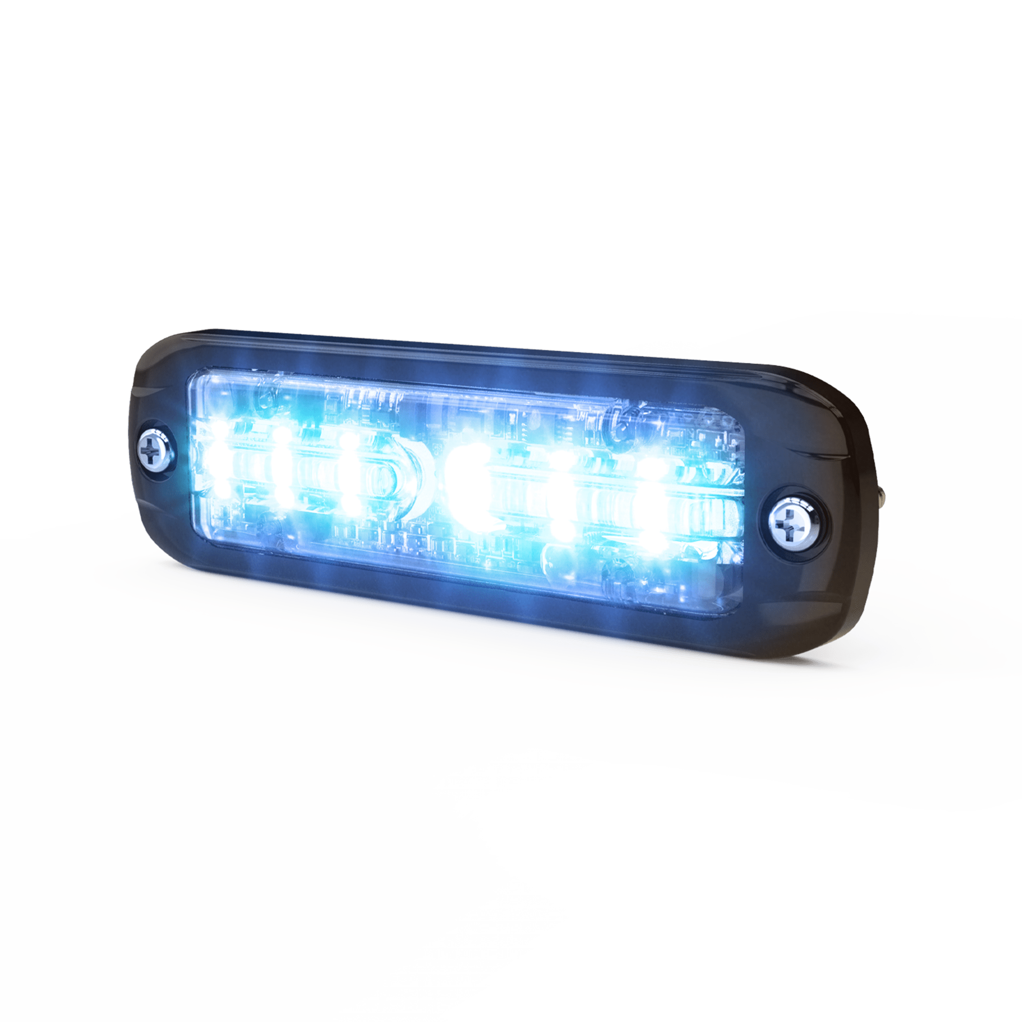 Luz Auxiliar de 18 LEDS, Tricolor Rojo/Azul/Blanco, Lente transparente, Bisel Negro