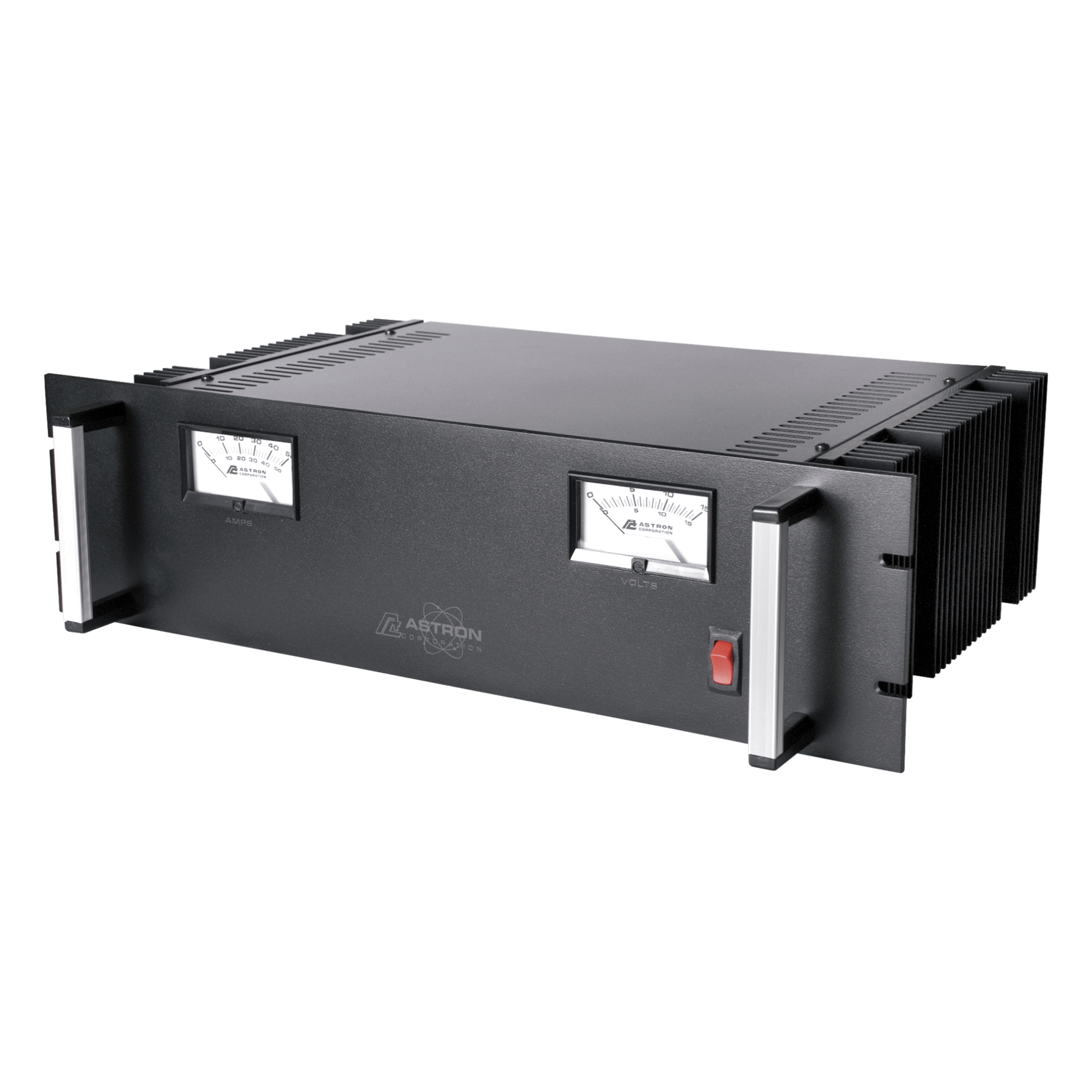 Fuente de poder 13.8Vcc, 35A, lineal regulada con circuito cargador de baterías, para instalación en rack — ASTRON · SKU RM-35MBB