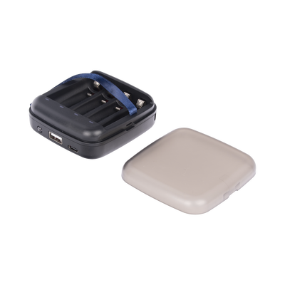 Power bank y Cargador para baterías 2 en 1, carga individual y/o simultánea hasta 4 baterías, (AA y AAA, Ni-MH y Li-Ion)