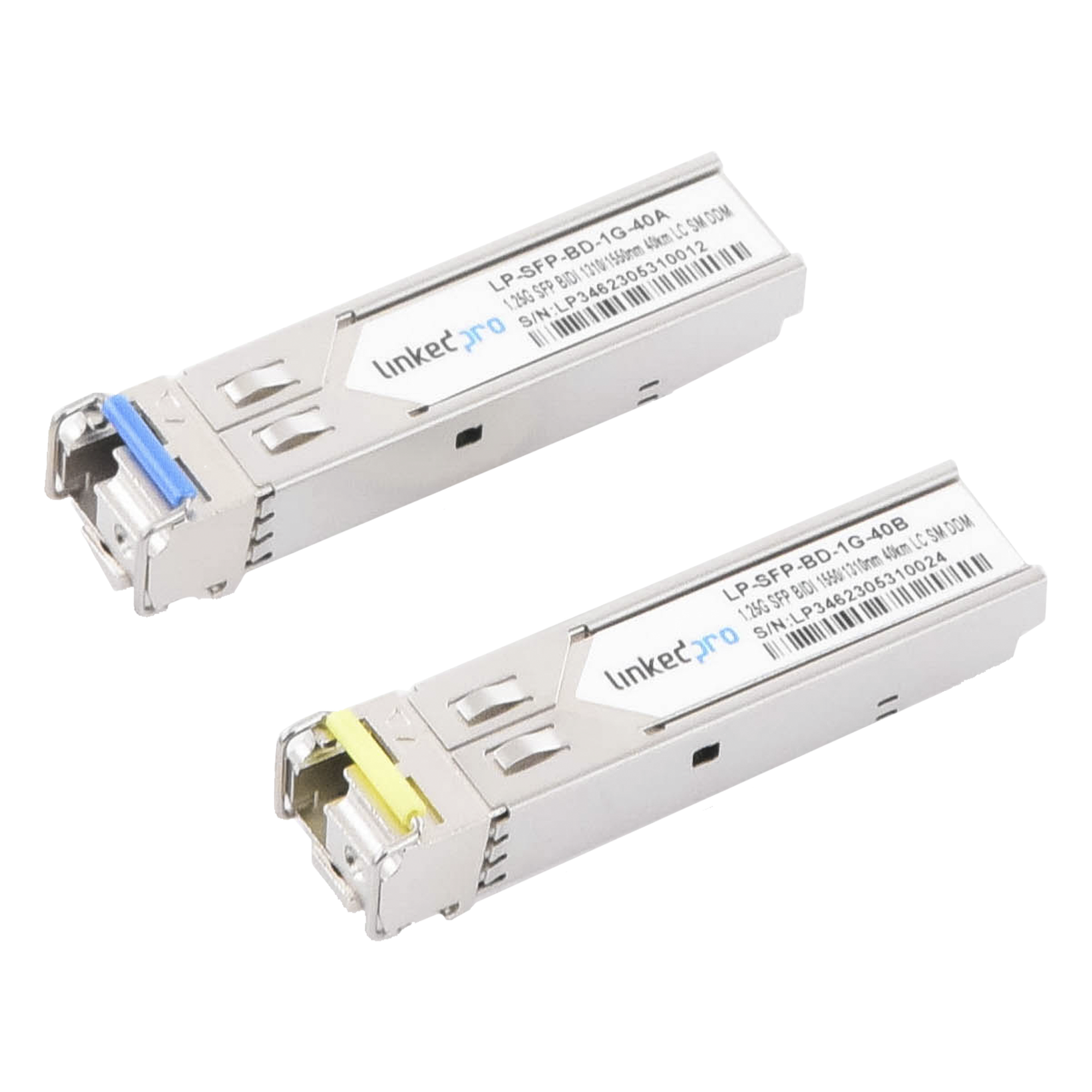 Transceptores Ópticos Bidireccionales SFP (Mini-Gbic) / Monomodo 1310 & 1550 nm / 1.25 Gbps / 1000BASE-BX / Conector LC/UPC Simplex / DDM / Hasta 40 km / 2 Piezas  — LINKEDPRO BY EPCOM · SKU LP-SFP-BD-1G-40