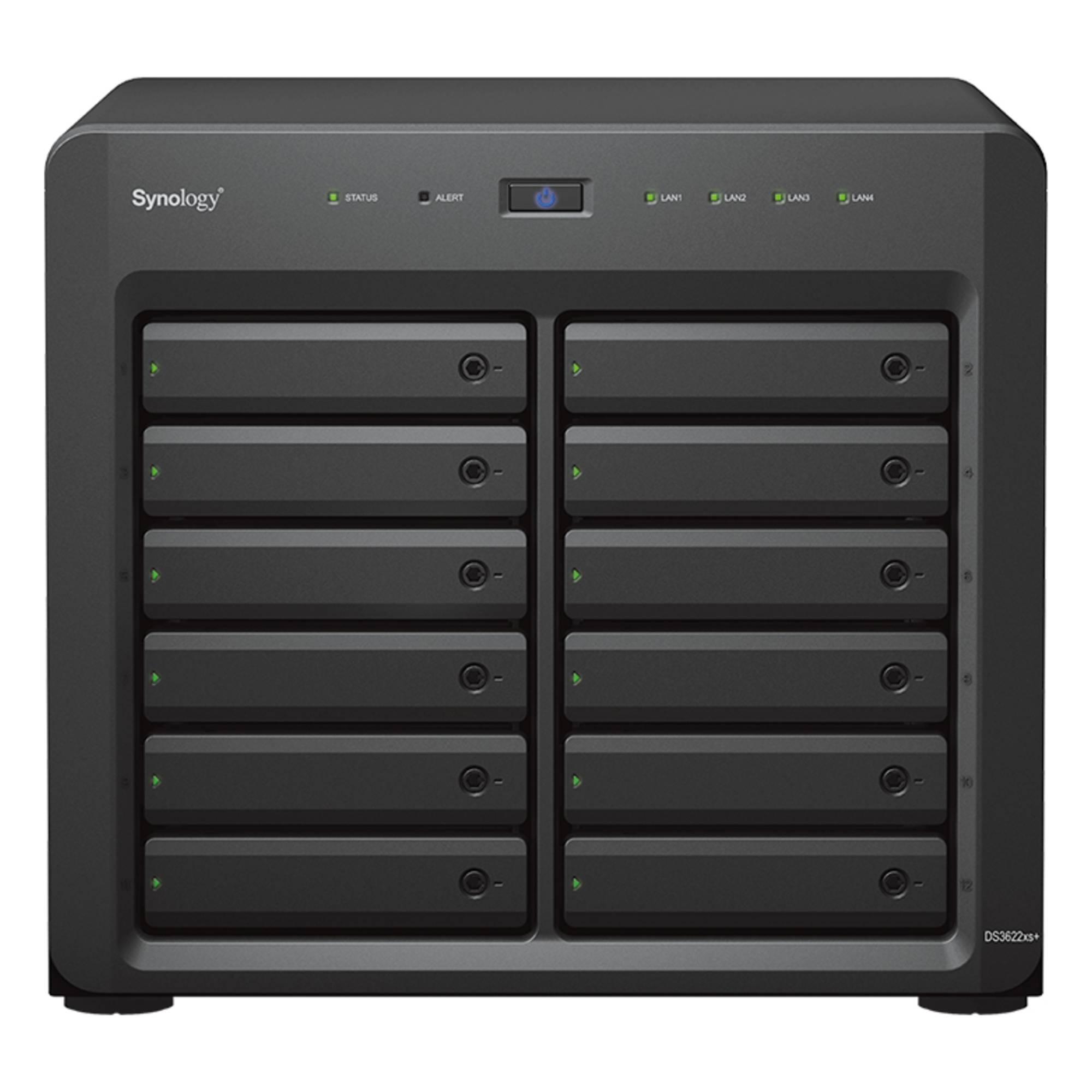 Servidor NAS Synology DiskStation DS3622xs+ | 12 Bahías | Intel Xeon 6 Núcleos | 16 GB DDR4 ECC | 10GbE RJ-45 | Expansión Hasta 36 Bahías | RAID F1, 0, 1, 5, 6, 10 | Caché NVMe SSD .