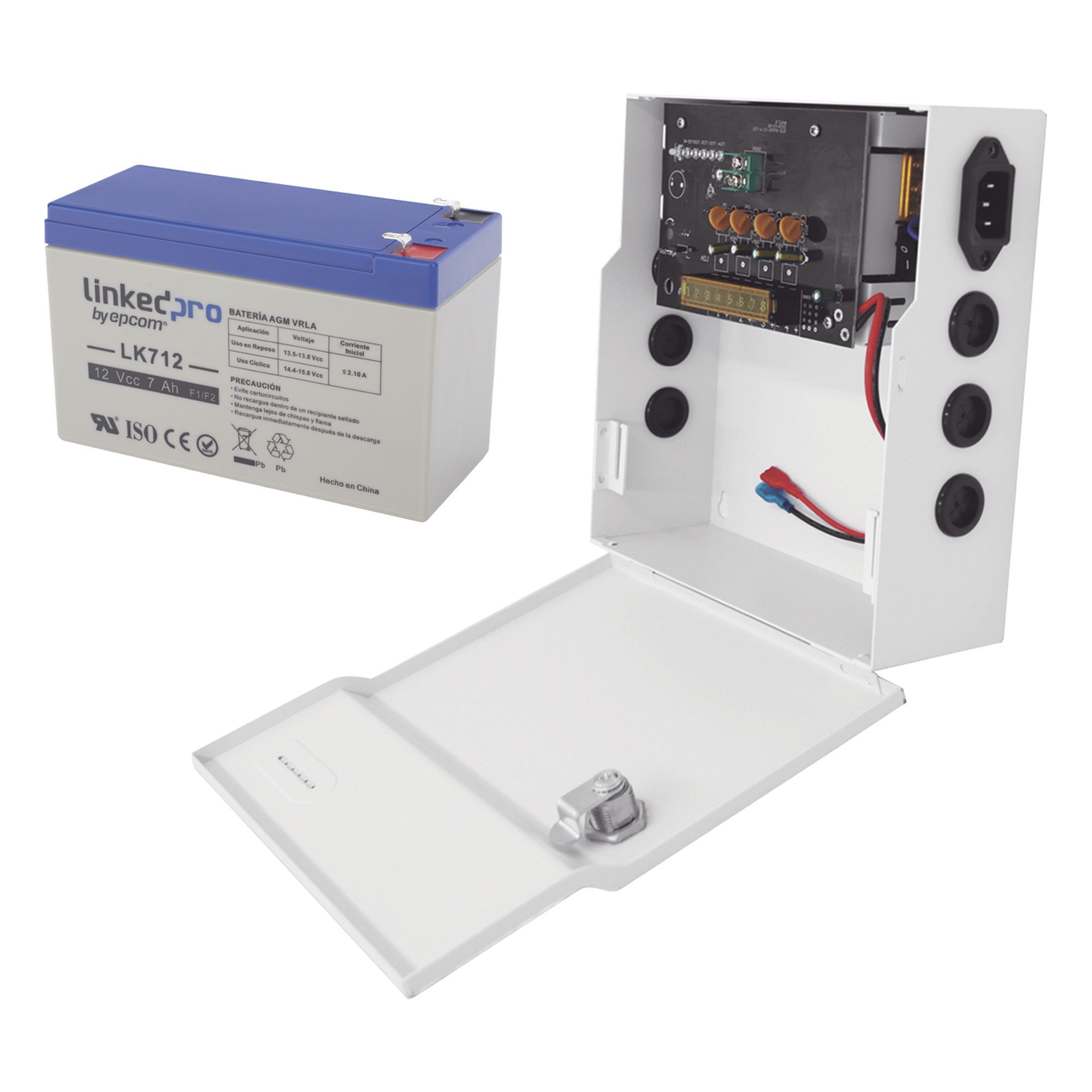 Kit / Fuente PLK12DC4ABK + Batería incluída LK712 — EPCOM POWERLINE · SKU PLK12DC4ABK/K
