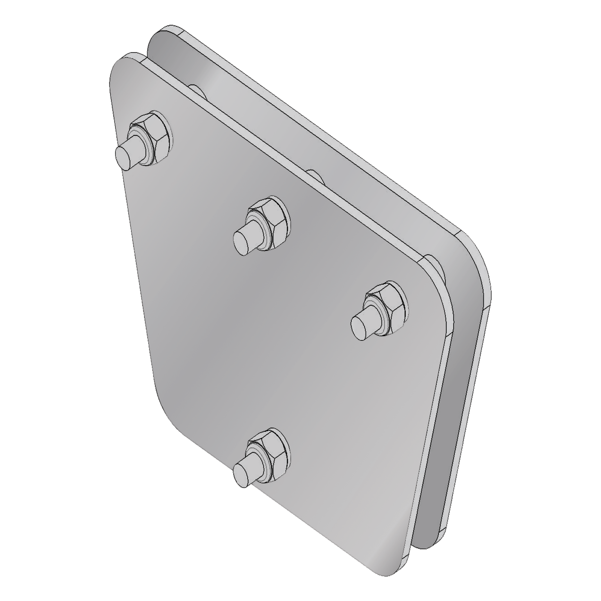 Placas igualadoras con tornillería y separadores, para 3 retenidas. Galvanizado en inmersión (20x20x30 cm). — SYSCOM TOWERS · SKU SP-202030-G