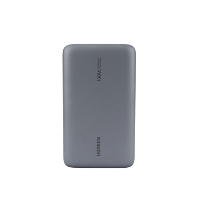 Power Bank de 20000mAh | 3 Salidas 100W Max. | USB-A + 2 USB-C | PD 3.0 | QC3.0 | FCP | SCP | Pantalla Inteligente | Carcasa Ignifuga | Color Gris | Incluye Cable USB de 50cm | Carga tu Laptop de Manera Segura.
