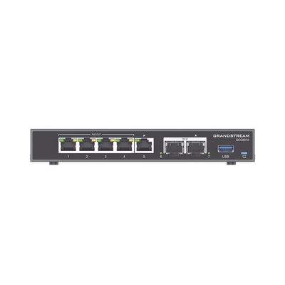 4 en 1: Firewall Nueva Generación, Router, IP PBX (24 usuarios / 8 llamadas), Switch Gigabit de 5 Puertos (4 PoE) y 2 Puertos SFP 2.5 Gigabit