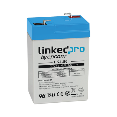Batería de respaldo 6 V | 4.5 Ah | AGM | Especial para Seguridad Electrónica | UPS | Sistemas de Emergencia | Vida útil 5 años | Terminales F1 + Adaptador F2