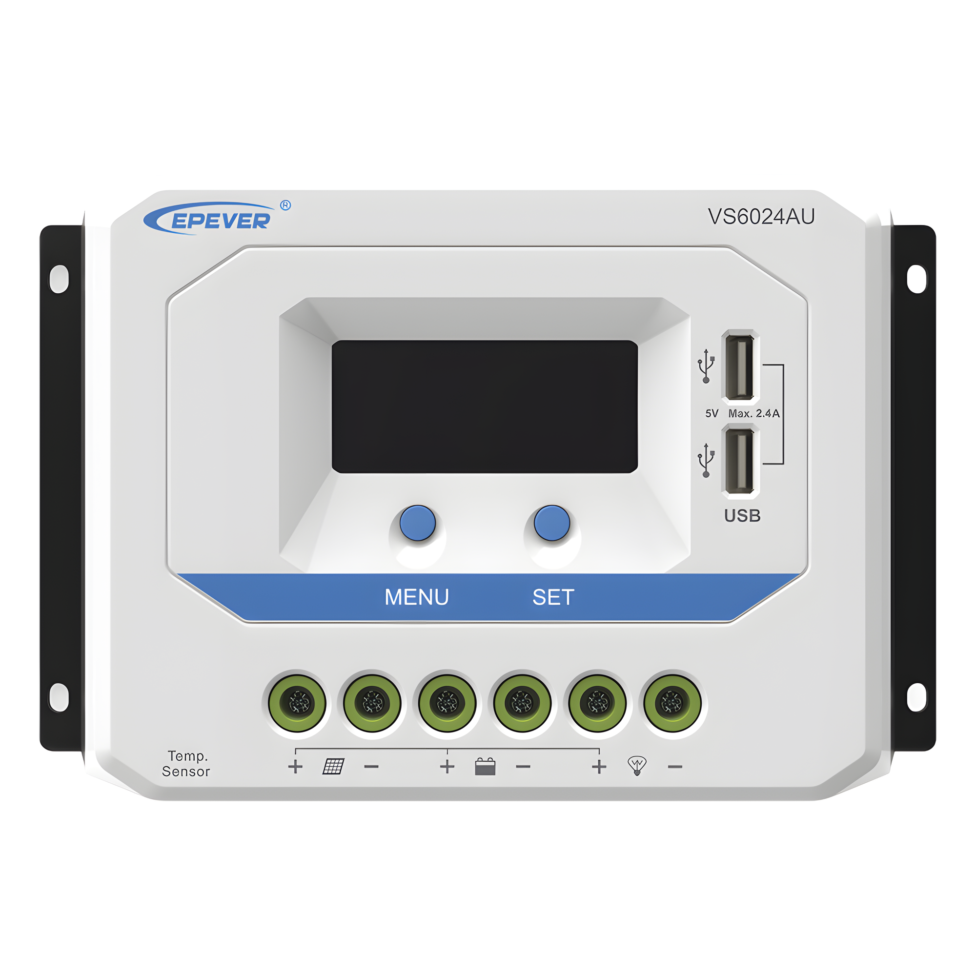 Controlador Solar PWM / 60A / 12/24V / Doble USB / Pantalla LCD / Tierra Positivo Común — EPEVER · SKU VS-6024-AU