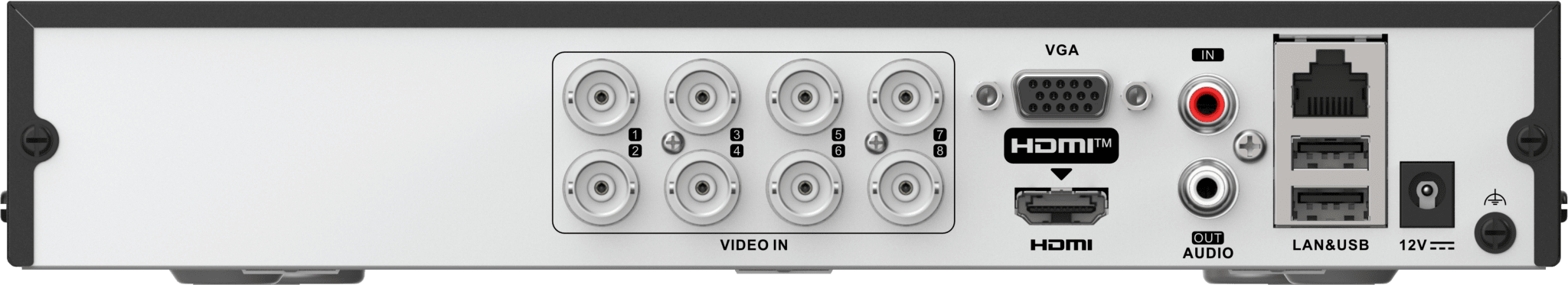 DVR 8 Canales TurboHD + 8 Canales IP / 8 Megapíxel (4K) / Audio Bidireccional / Detección de movimiento 2.0 / 1 Bahía de Disco Duro / H.265+ / Salida en Full HD 