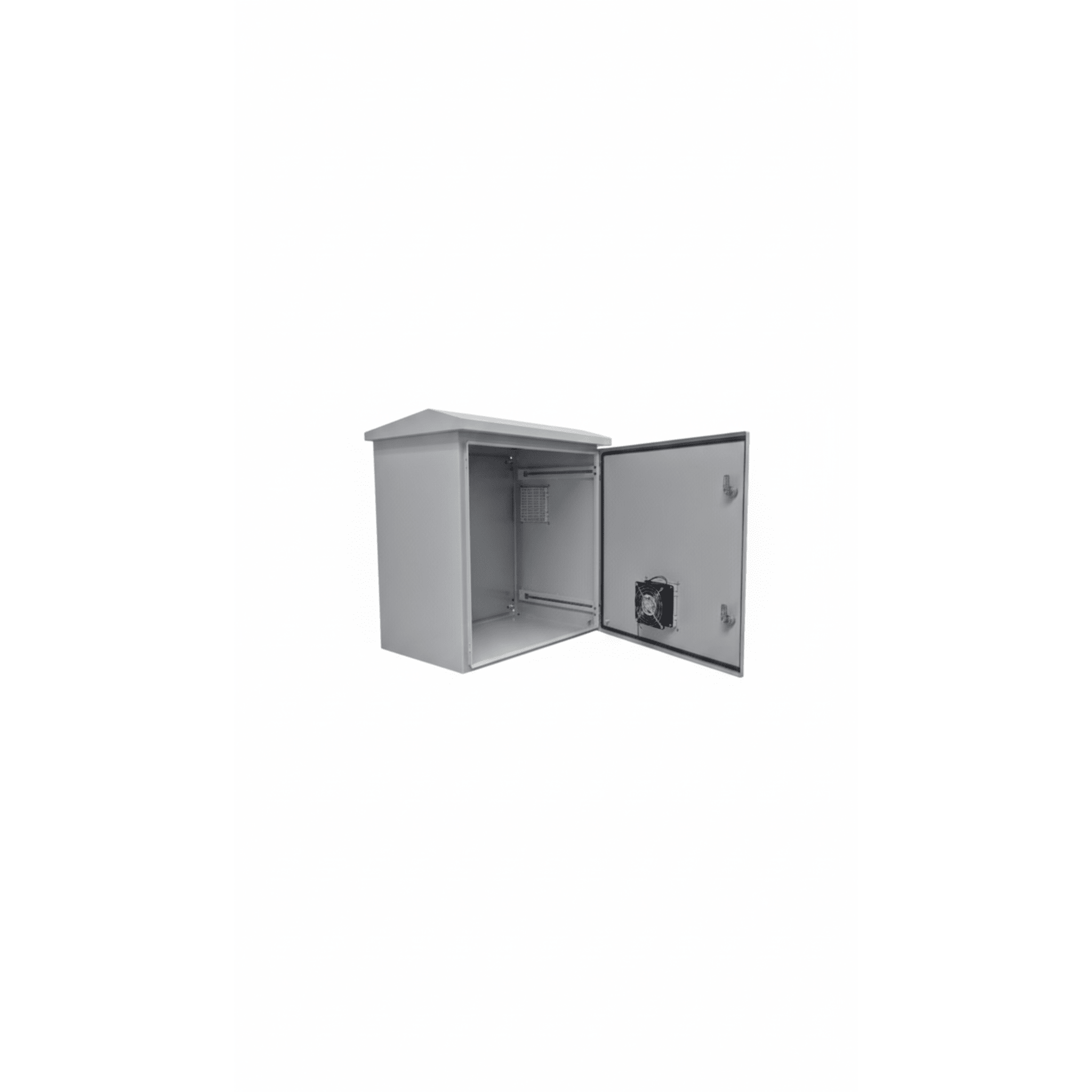 Kit Gabinete Ventilado de Acero, Montaje Rack 19" 11U, IP55 Uso en Exterior (593 x 609 x 399 mm) con Placa Trasera Interior Metálica y Compuerta Inferior Atornillable. Incluye Ventilador, Ventilas, filtros, Terminal de Tierra Física, Ch