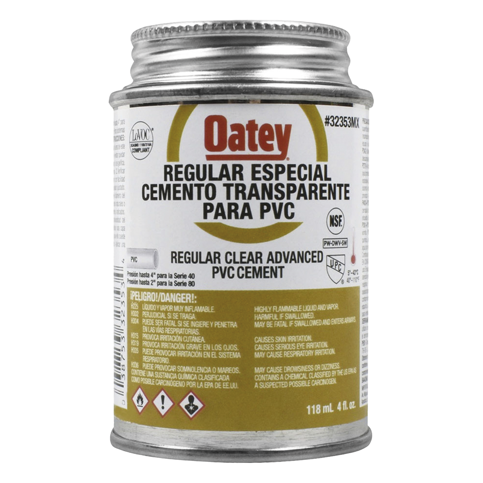 Cemento Claro de 118 ml para Tubo Conduit PVC Pesado. — AMANCO-WAVIN · SKU ATUP4PE