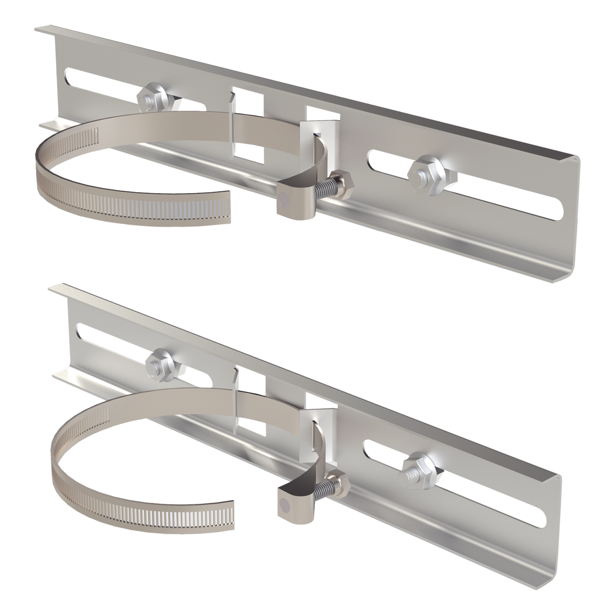 Montaje de Poste / Metal Galvanizado / Gabinetes hasta 30 cm / Diámetro 4' a 5' / 300x44 mm / 2 Rieles — PRECISION · SKU PST-MOUNT-POLE-V3
