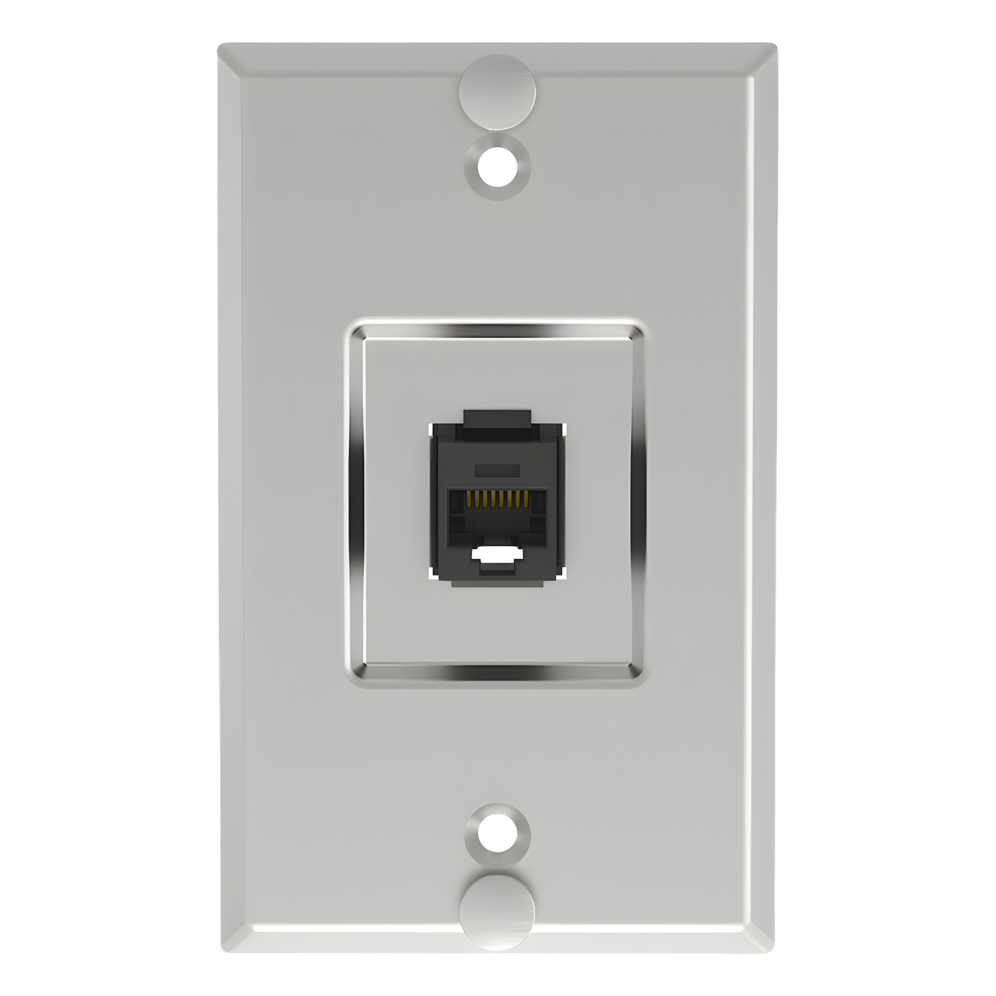 Placa de Pared Telefónica, Salida de 1 Puerto Keystone, Con Jack Cat5e Estilo TP, de Acero Inoxidable — PANDUIT · SKU KWPK5E