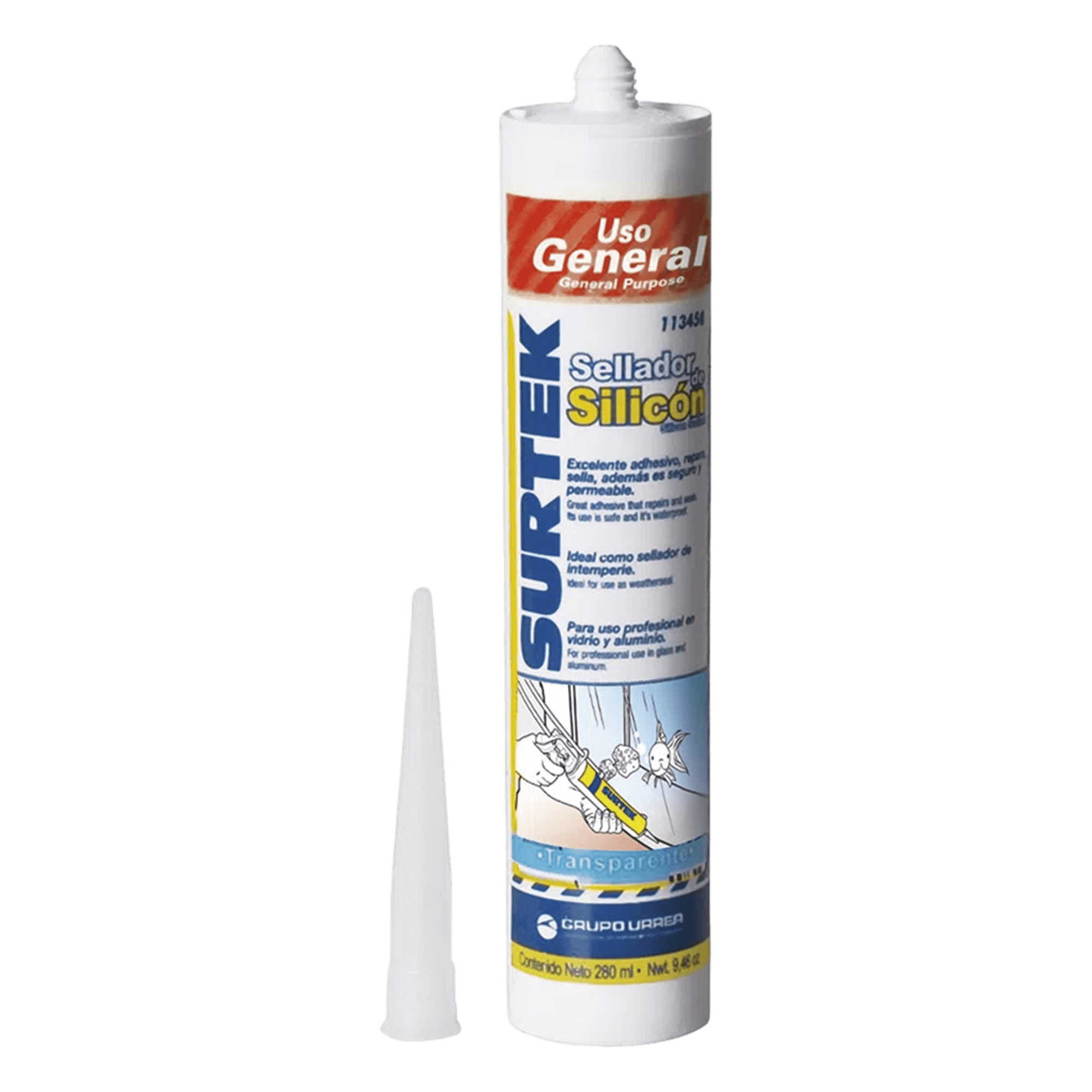 Silicón Sellador Transparente de Uso General (280 ml). — SURTEK · SKU SYS-113-450