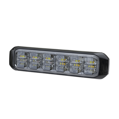 Luz Auxiliar de 18 LED, Tricolor Rojo/Blanco/Azul, Lente Transparente, Bisel Negro, SAE
