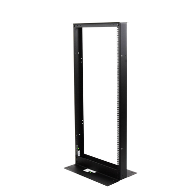 Rack de 2 Postes, Estándar 19", 24 Unidades, Fabricado en Acero, Base "L" para Anclar a Piso.