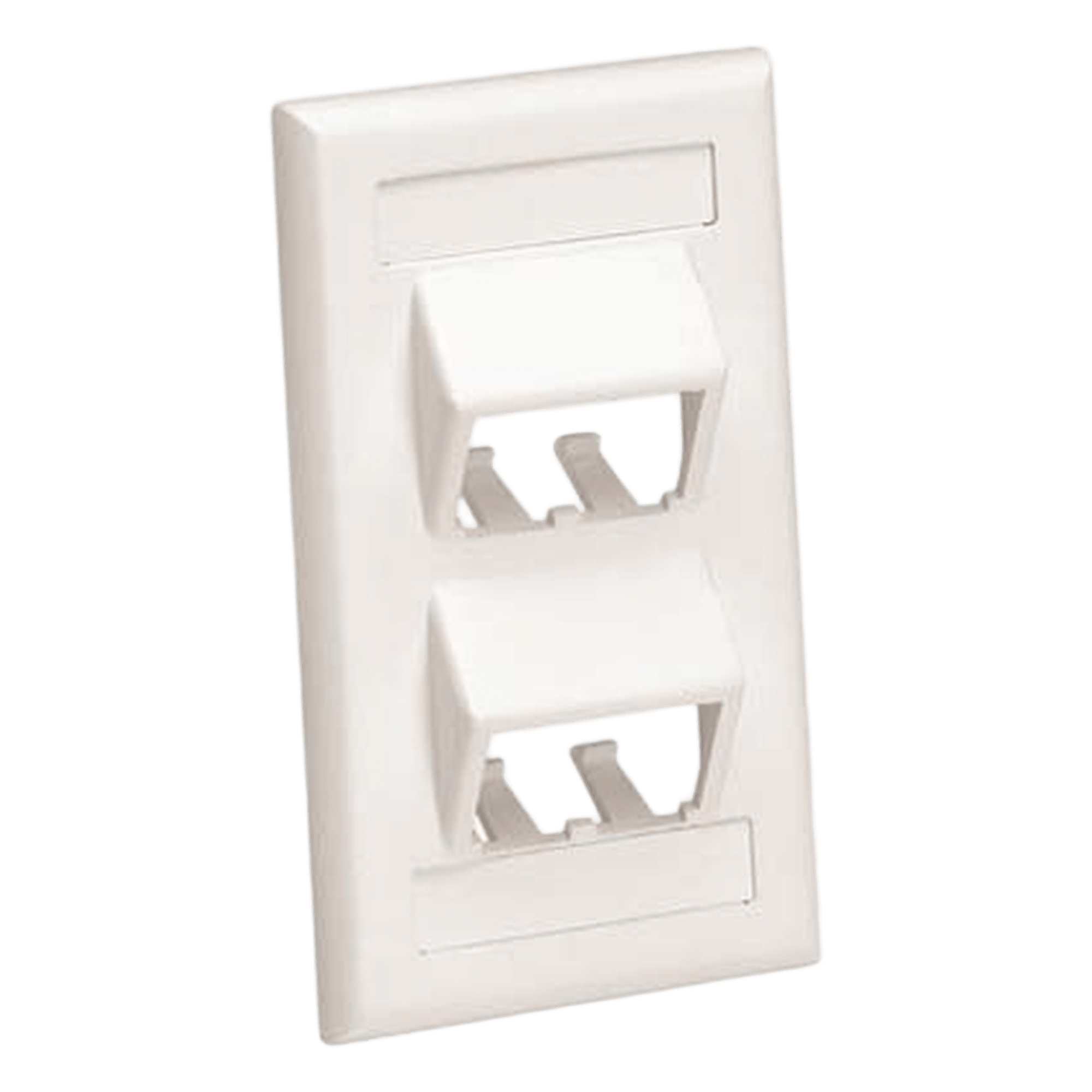 Placa de Pared Vertical Clásica, Salida Para 4 Puertos Mini-Com Inclinados, Con Espacios Para Etiquetas, Color Blanco Mate — PANDUIT · SKU CFPSL4IWY
