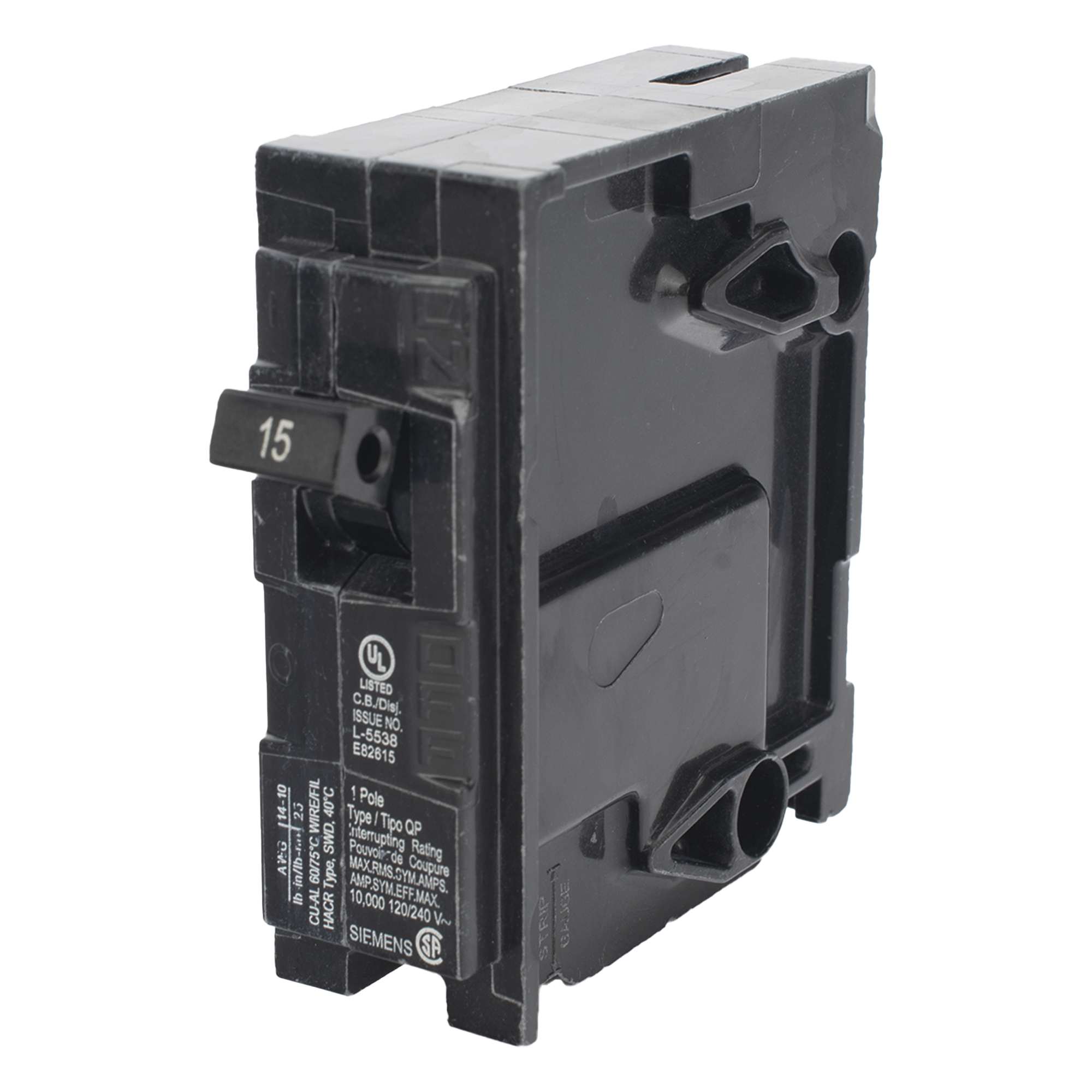 Interruptor automático enchufable tipo QP 1 polo, 15 amp. — SIEMENS · SKU Q115S