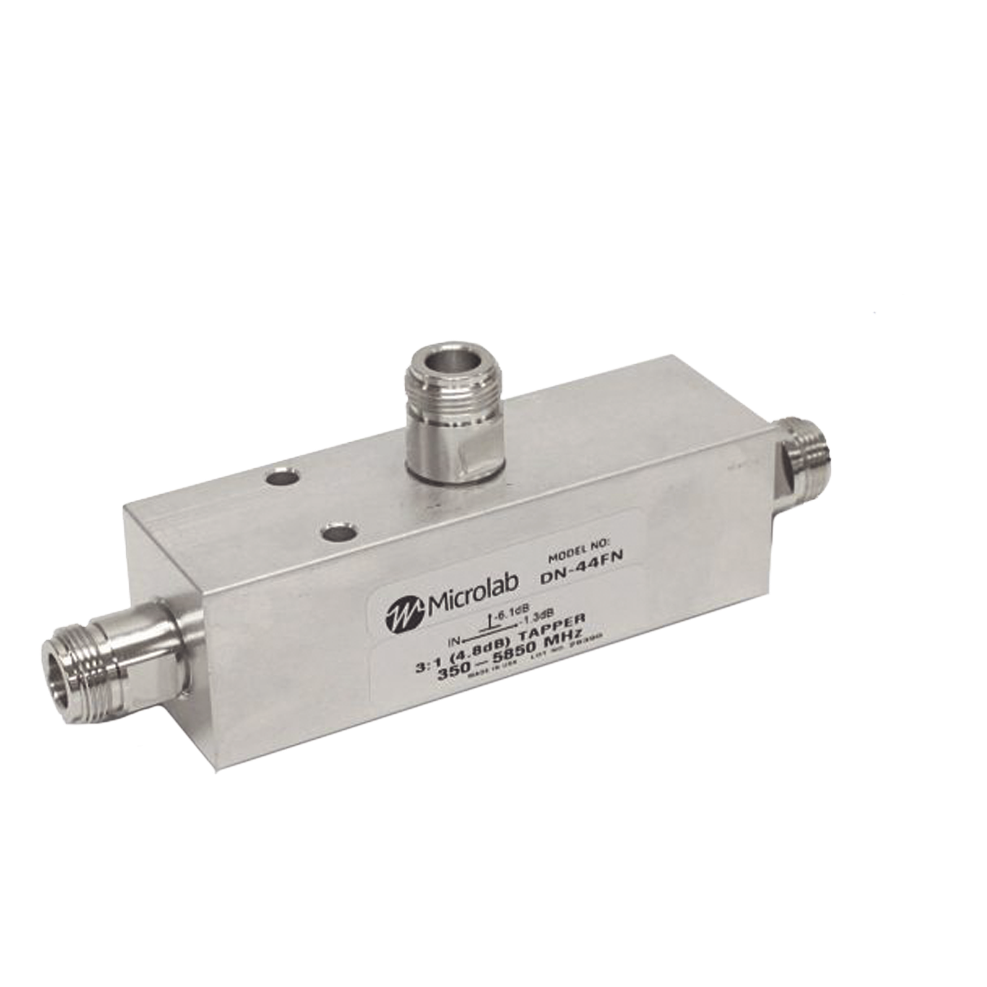 SEPARADOR 10dB (10:1) Tap 350-5930MHz 500W -161dBc 4.3-10 IP67 . — MICROLAB · SKU DN-74FE
