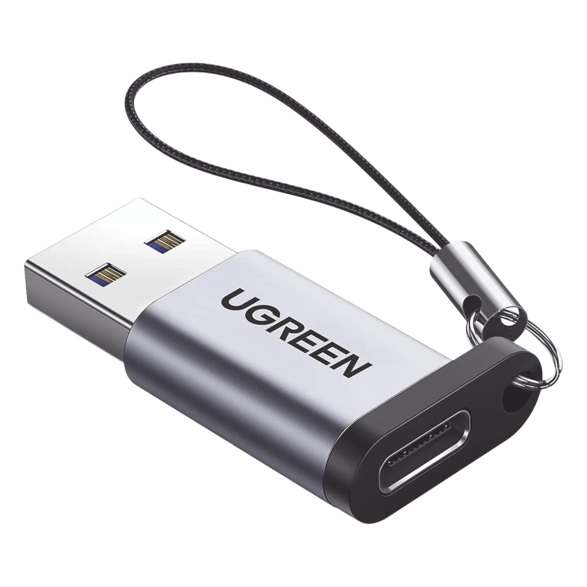 Adaptador USB 3.0 Macho a USB-C 3.1 Tipo C Hembra |Carga y Sincronización de Datos | Admite Corriente de 3A | Transferencia de hasta 5 Gbps | Amplia Compatibilidad | Chip VL160 | Caja de Aluminio | Color Gris — UGREEN · SKU 50533
