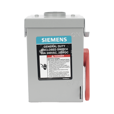 Interruptor de Seguridad GNF221RA, 240Vca, 2 polos, 30 Amp, sin portafusibles, Nema 3R.
