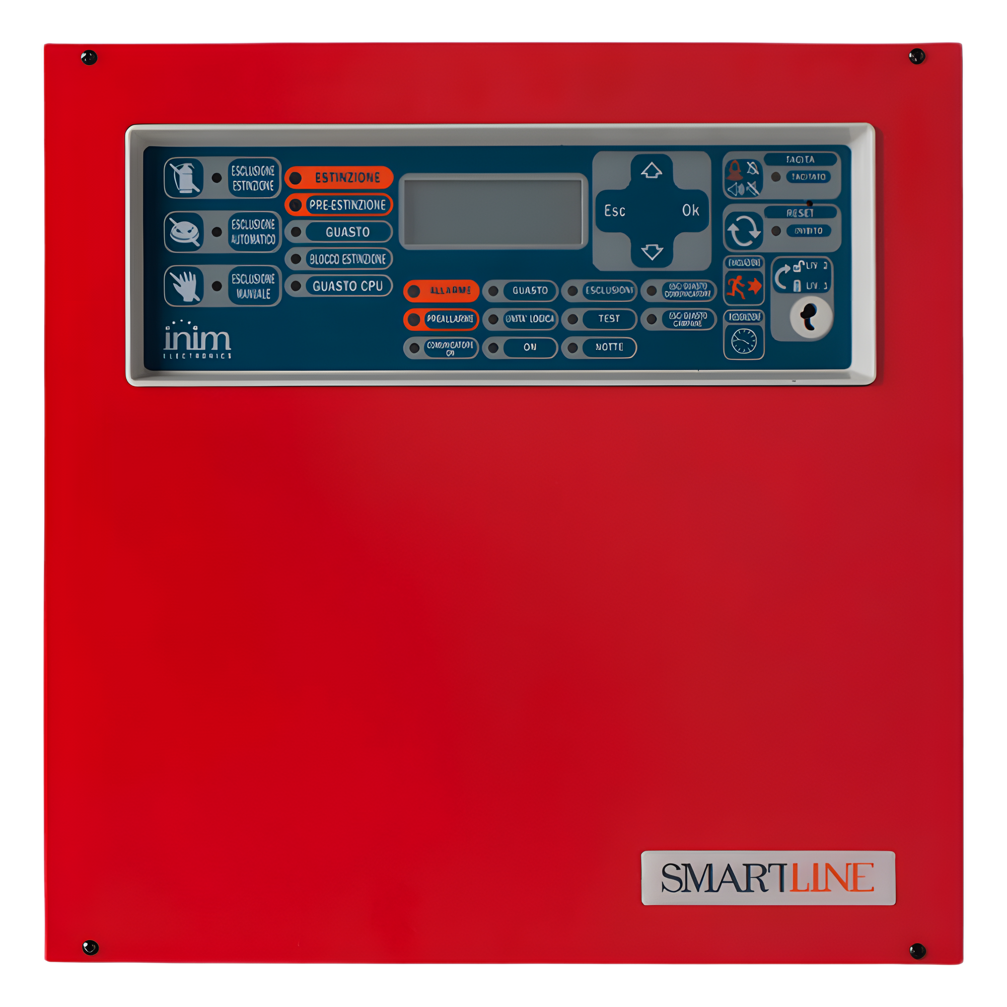 Central de Detección de Incendio / 4 Zonas Ampliables a 20 / 32 Dispositivos por Zona / 4 Repetidores Remotos / Bus RS485 1000 m (3280.8 ft) / EN 54-2/4/21 — INIM ELECTRONICS · SKU SMARTLINE020-4