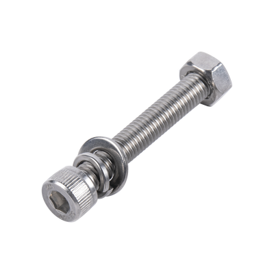 1 Tornillo Allen Milimétrico de Acero Inoxidable M8-1.25 x 50/ Con 1 Tuerca, 1 Arandela de Presión y 1 Plana / Para Montajes de Módulos Foto Voltaicos .