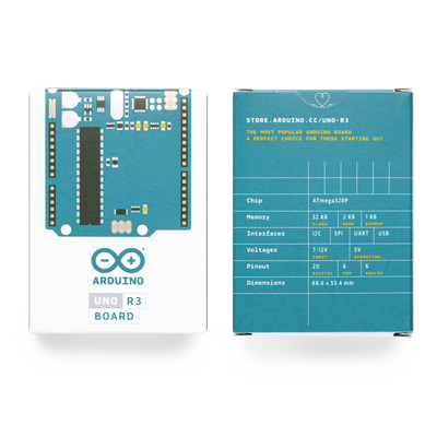 Placa de Desarrollo Arduino UNO R3 / Microcontrolador ATmega328P / 14 Pines Digitales / 6 Entradas Analógicas / USB-B / Compatibilidad Shields / Educación e Industria