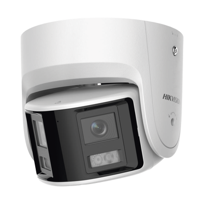[FlexVu] [PROTECCIÓN ACTIVA] Turret IP 4 Megapixel / 2 Lentes de 2.8 mm (Imagen Panorámica 180°) / 30 mts IR / Exterior IP67 / Luz Intermitente y Alerta de Audio / Audio Bidireccional / ACUSENSE / WDR 120 dB / Micro SD — HIKVISION · SKU DS-2CD2346G2P-ISU/SL(C)