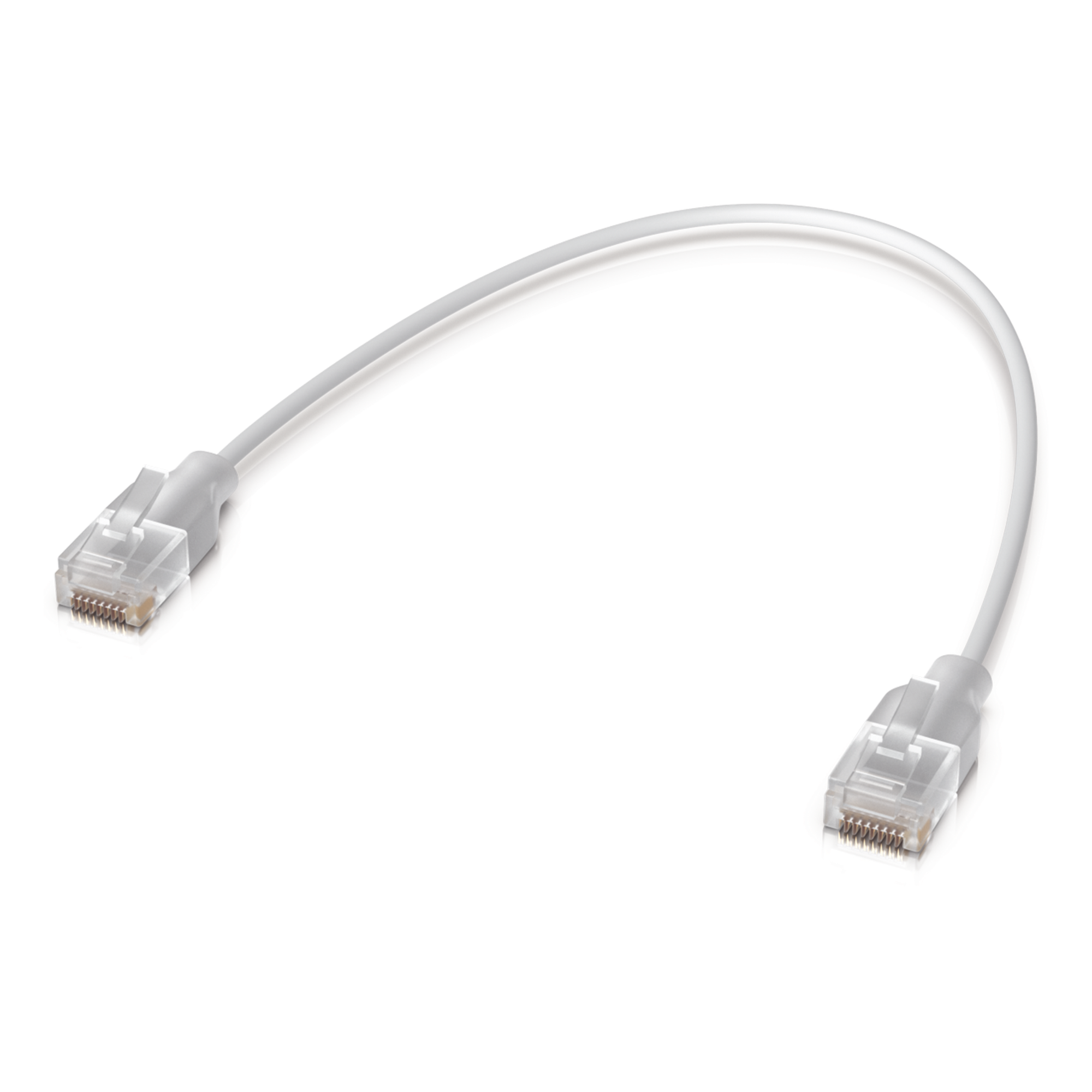 Pack de 24 Patchcords UniFi Etherlighting de 15 cm (5.91 Pulgadas), hasta 10G / Soporta hasta PoE+++ / Conector RJ45 Transparente para Mejores Efectos de Luz con Switches USW PRO MAX — UBIQUITI · SKU UACC-CABLE-PATCH-EL-0.15M-W-24